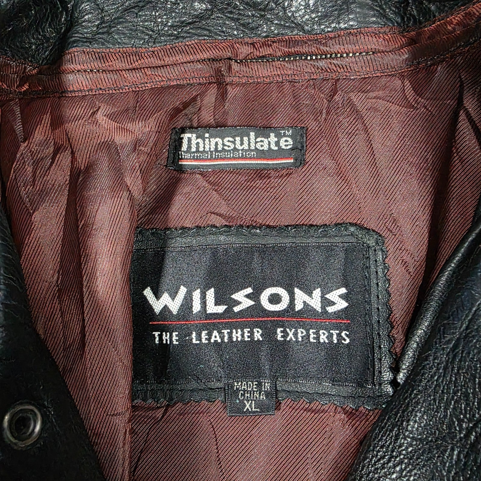 Wilsons Leather Jacket Men’s XL Black Genuine Leather Thinsulate Lined