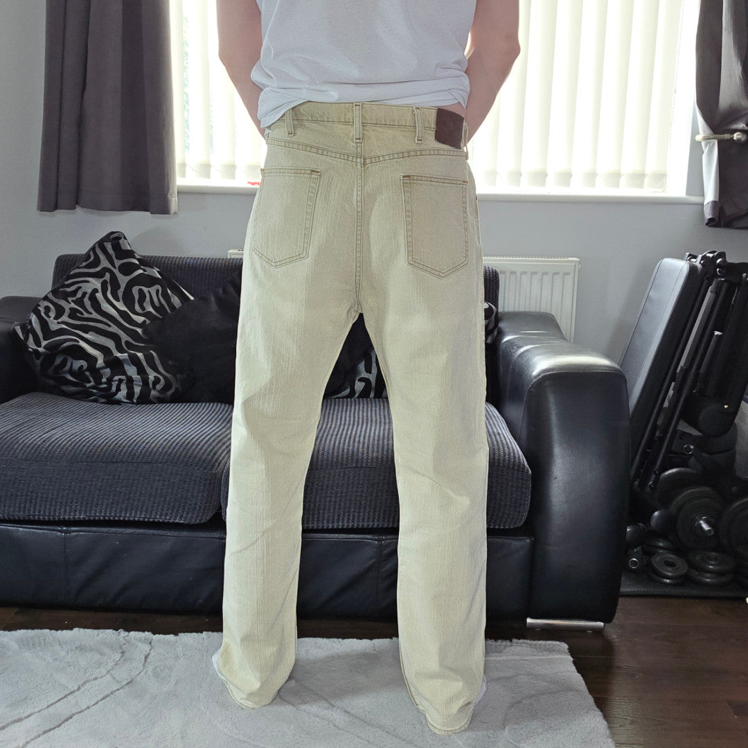 Wrangler Straight Jeans W40 L32 Beige Light Denim Workwear Summer Men’s