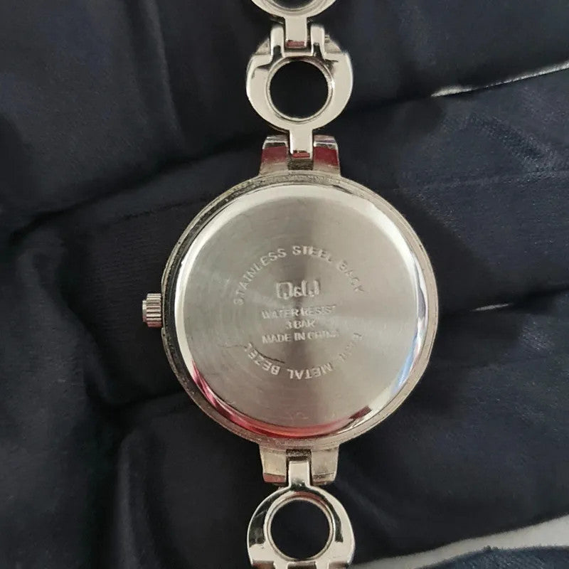 Q&amp;Q Ladies Watch Purple Dial Diamante Bracelet Two Tone Dress Watch