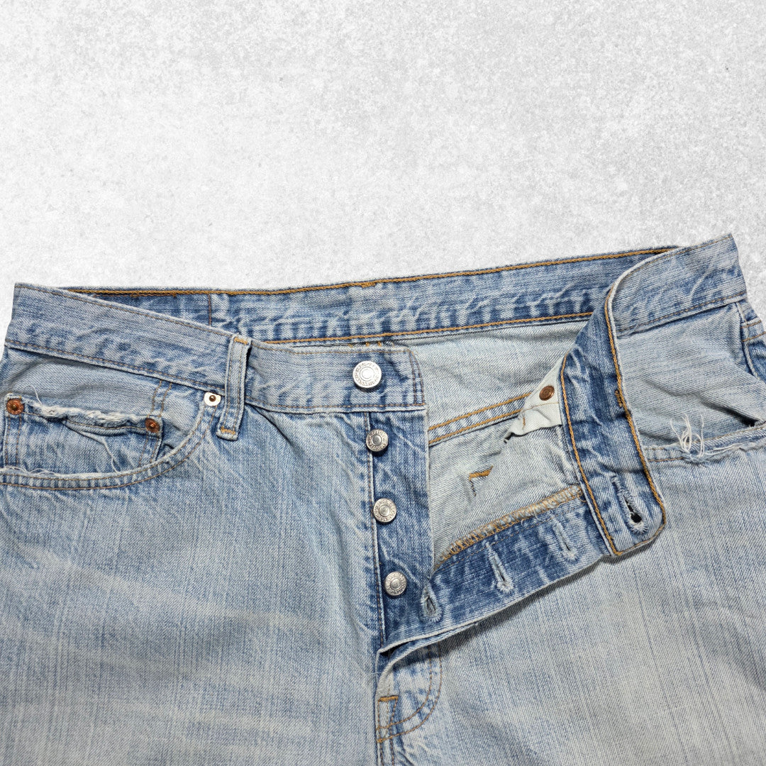Levi’s 501 Jeans W34 L32 Blue Straight Leg 2005 Y2K Distressed Men’s
