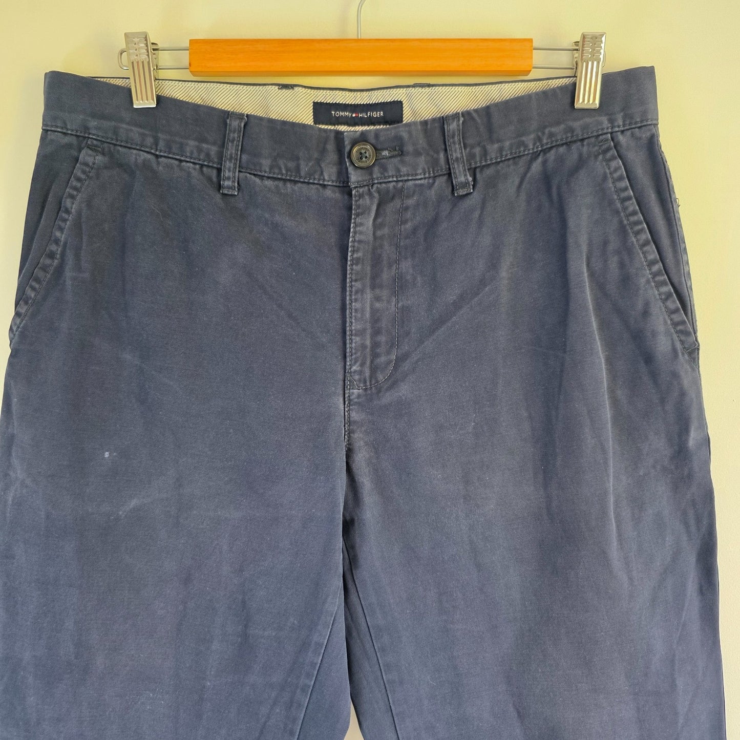Tommy Hilfiger Chinos W34 L30 Navy Blue Classic Fit Cotton Smart Casual Trousers