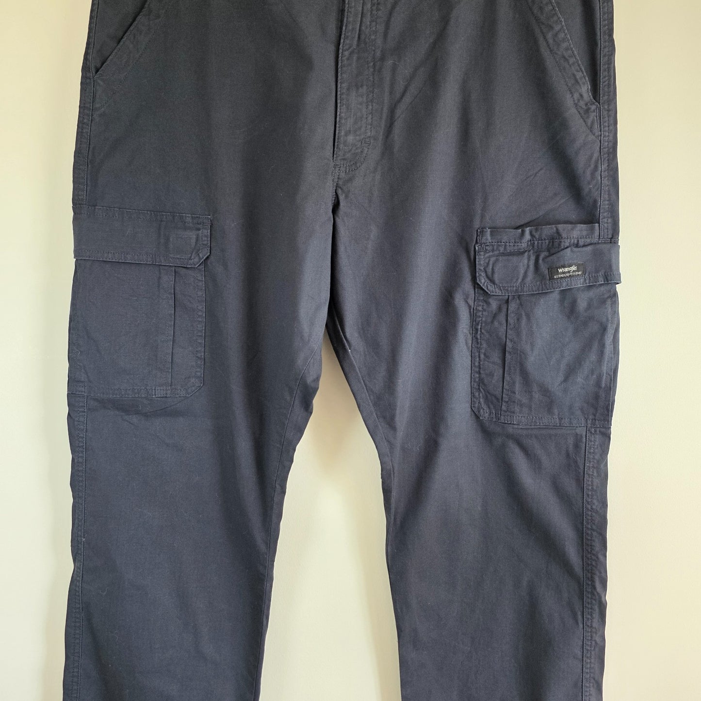 Wrangler Cargo Trousers Mens W38 L32 Navy Relaxed Fit Utility Combat Workwear