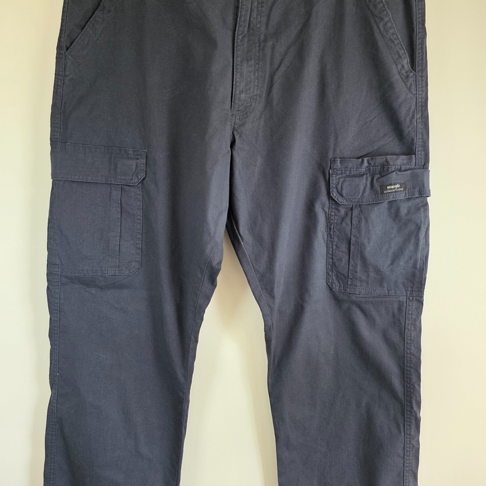 Wrangler Cargo Trousers Mens W38 L32 Navy Relaxed Fit Utility Combat Workwear