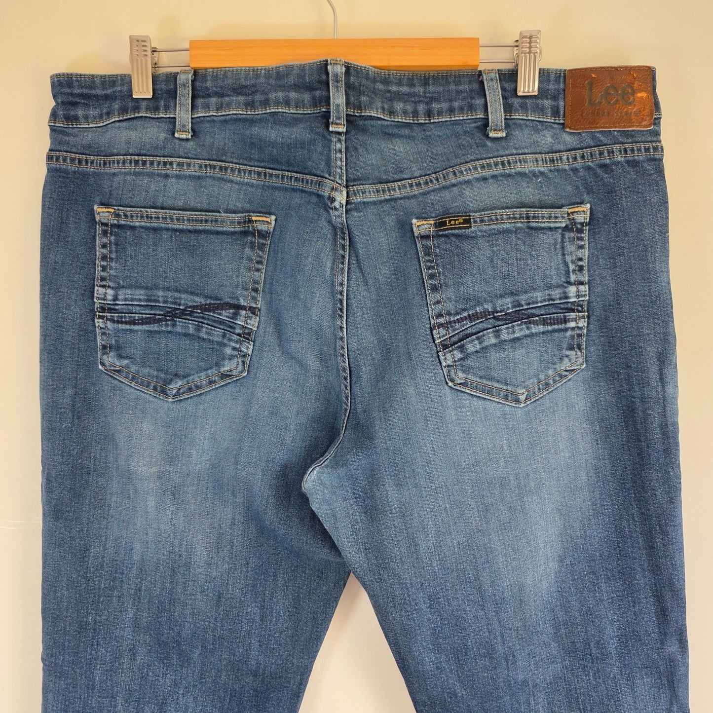 Lee Straight Fit Jeans W42 L29 Blue Denim Regular Fit Workwear Casual Men's L342