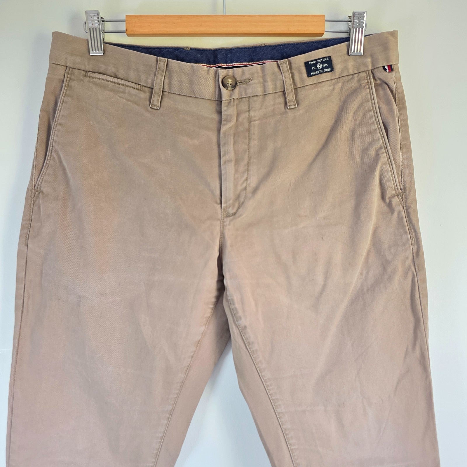 Tommy Hilfiger Denton Chino Trousers W33 L31 Beige Straight Stretch Men’s