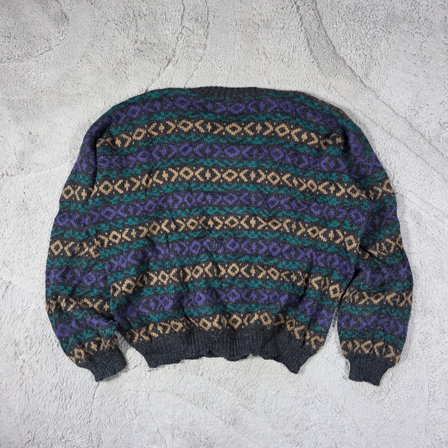 Vintage Men’s Patterned Knit Sweater Size M Multicolour Italian Made Retro