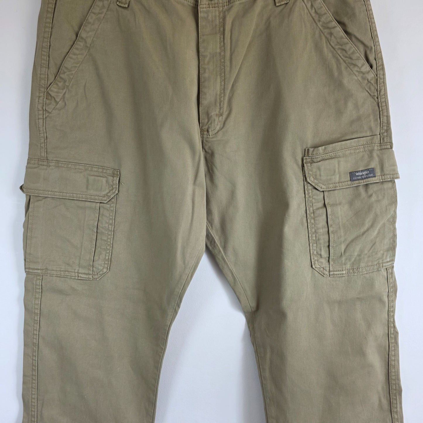 Wrangler Relaxed Cargo Trousers Mens W36 L32 Beige Combat Utility Workwear