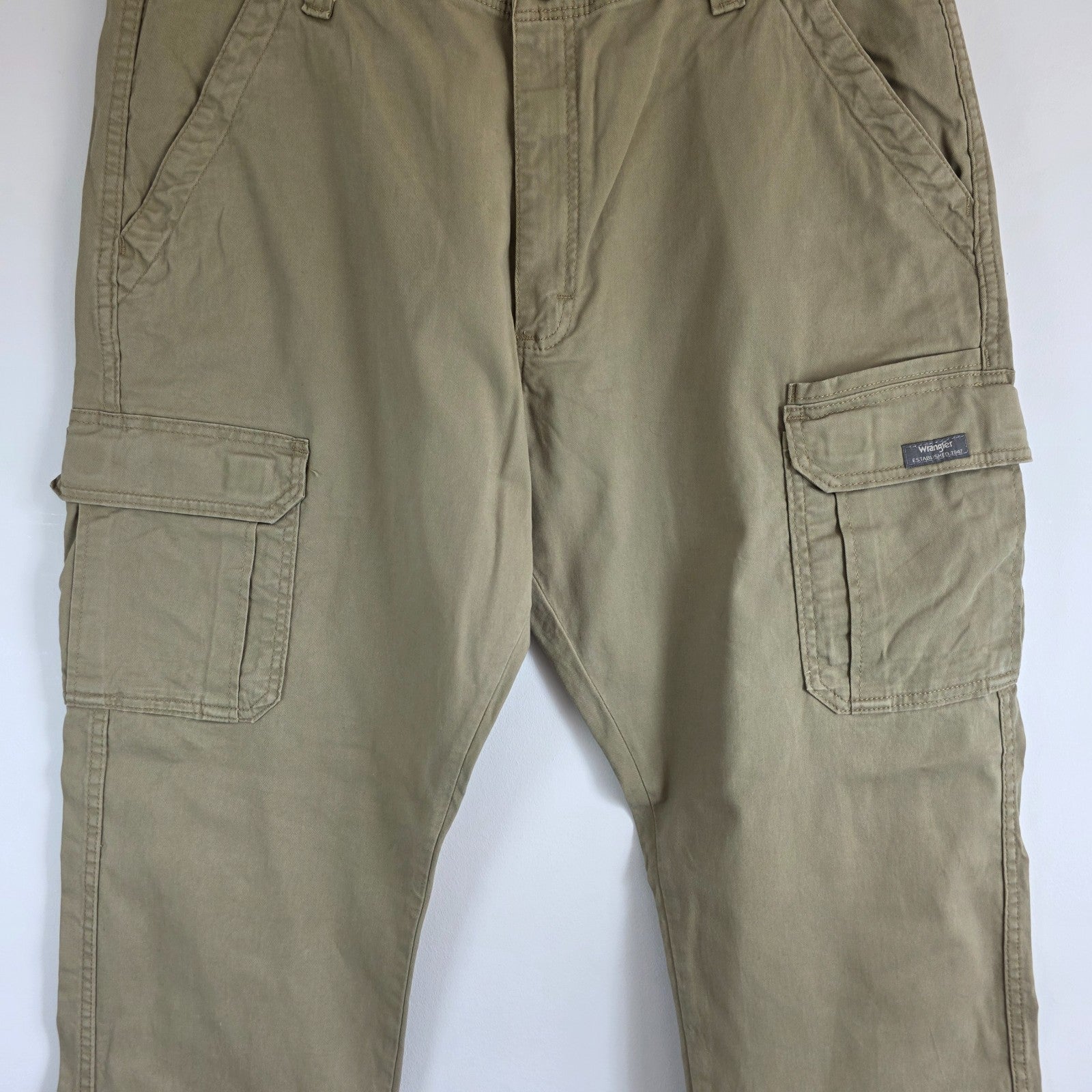 Wrangler Relaxed Cargo Trousers Mens W36 L32 Beige Combat Utility Workwear
