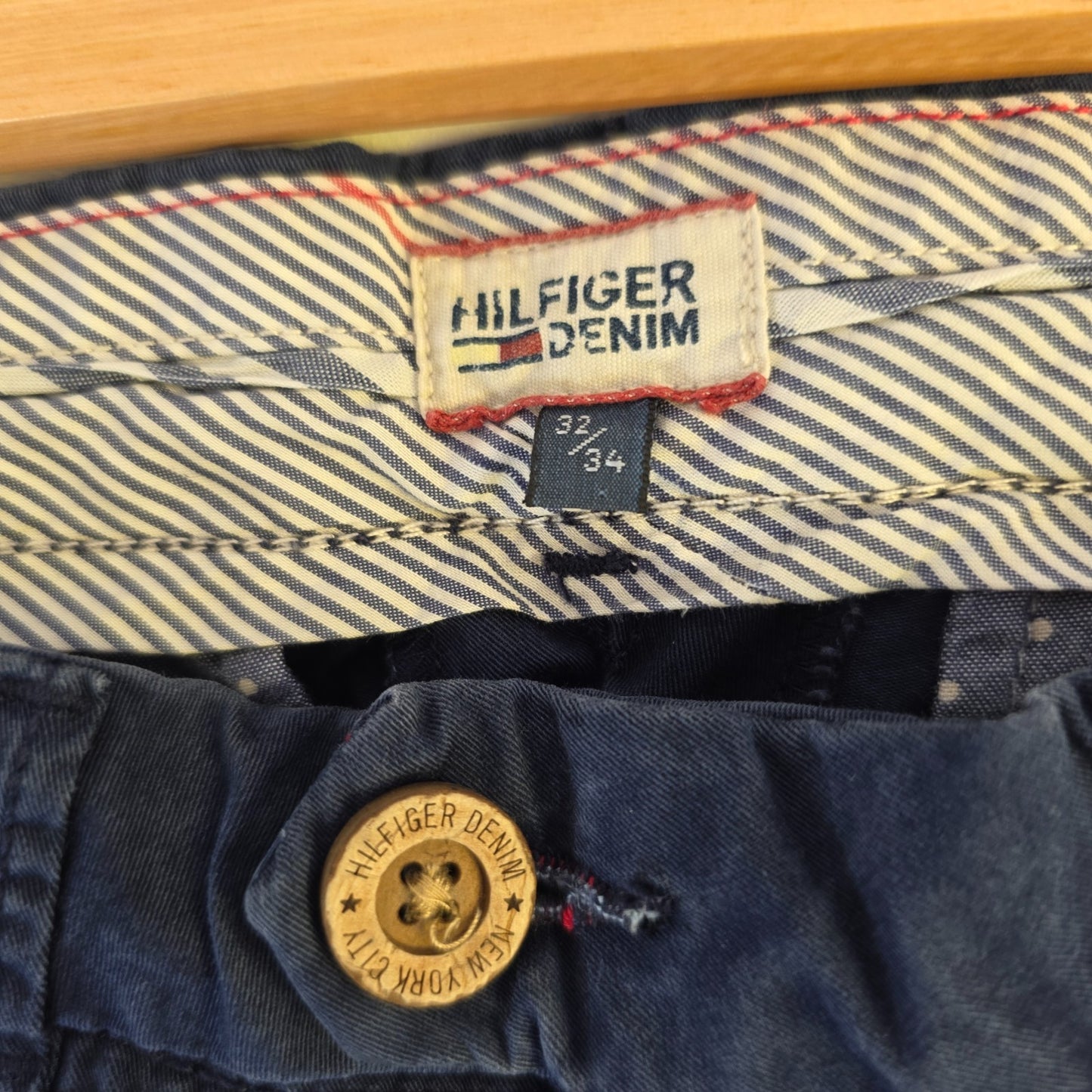 Tommy Hilfiger Denim Sena Chino Trousers W32 L33 Navy Blue Straight Women's