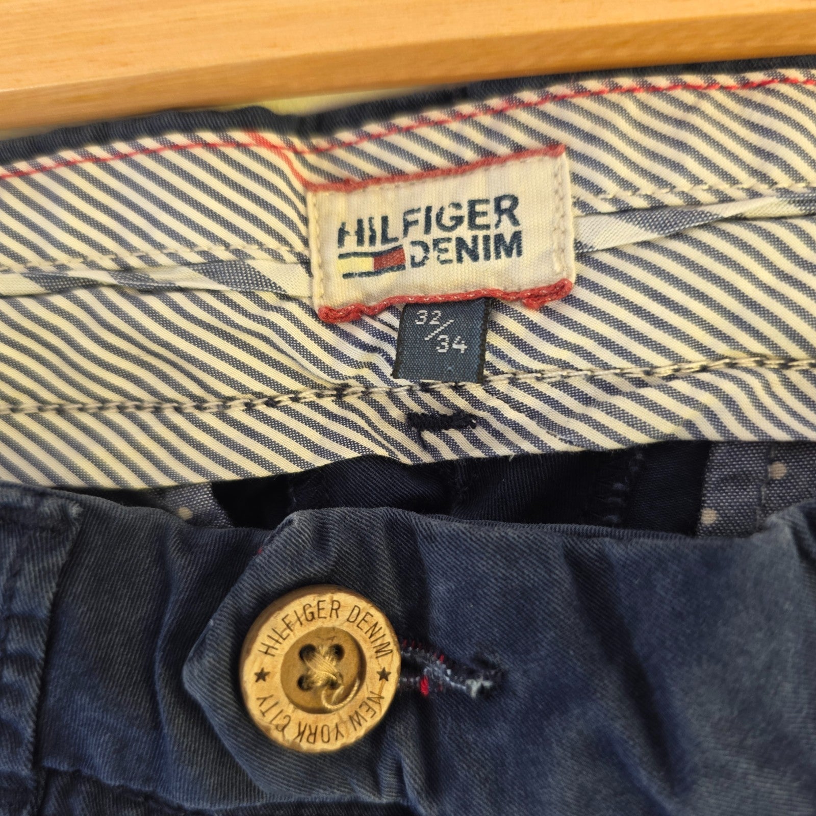 Tommy Hilfiger Denim Sena Chino Trousers W32 L33 Navy Blue Straight Women's