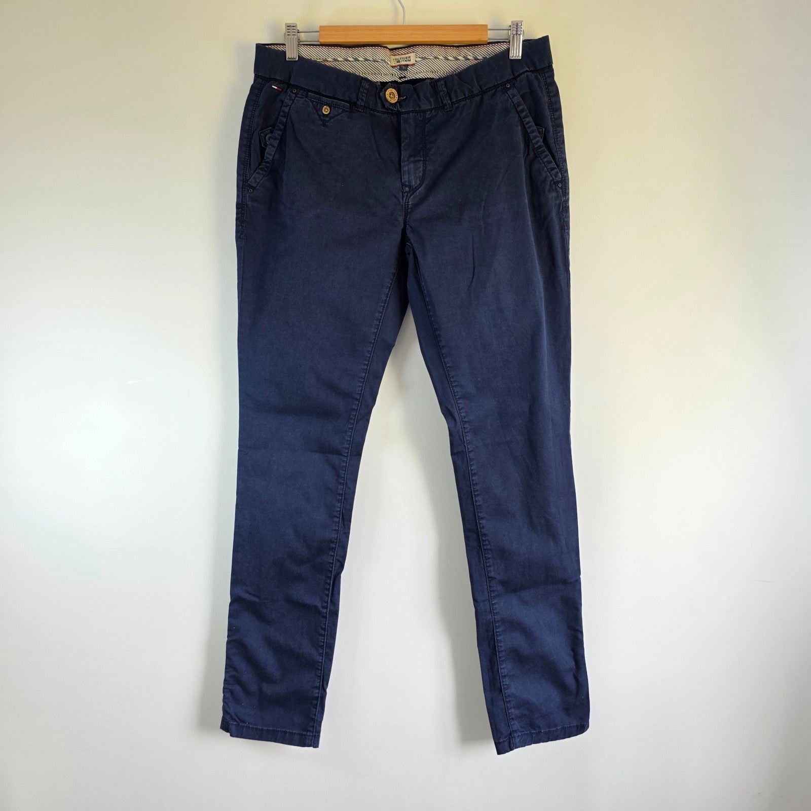 Tommy Hilfiger Denim Sena Chino Trousers W32 L33 Navy Blue Straight Women's