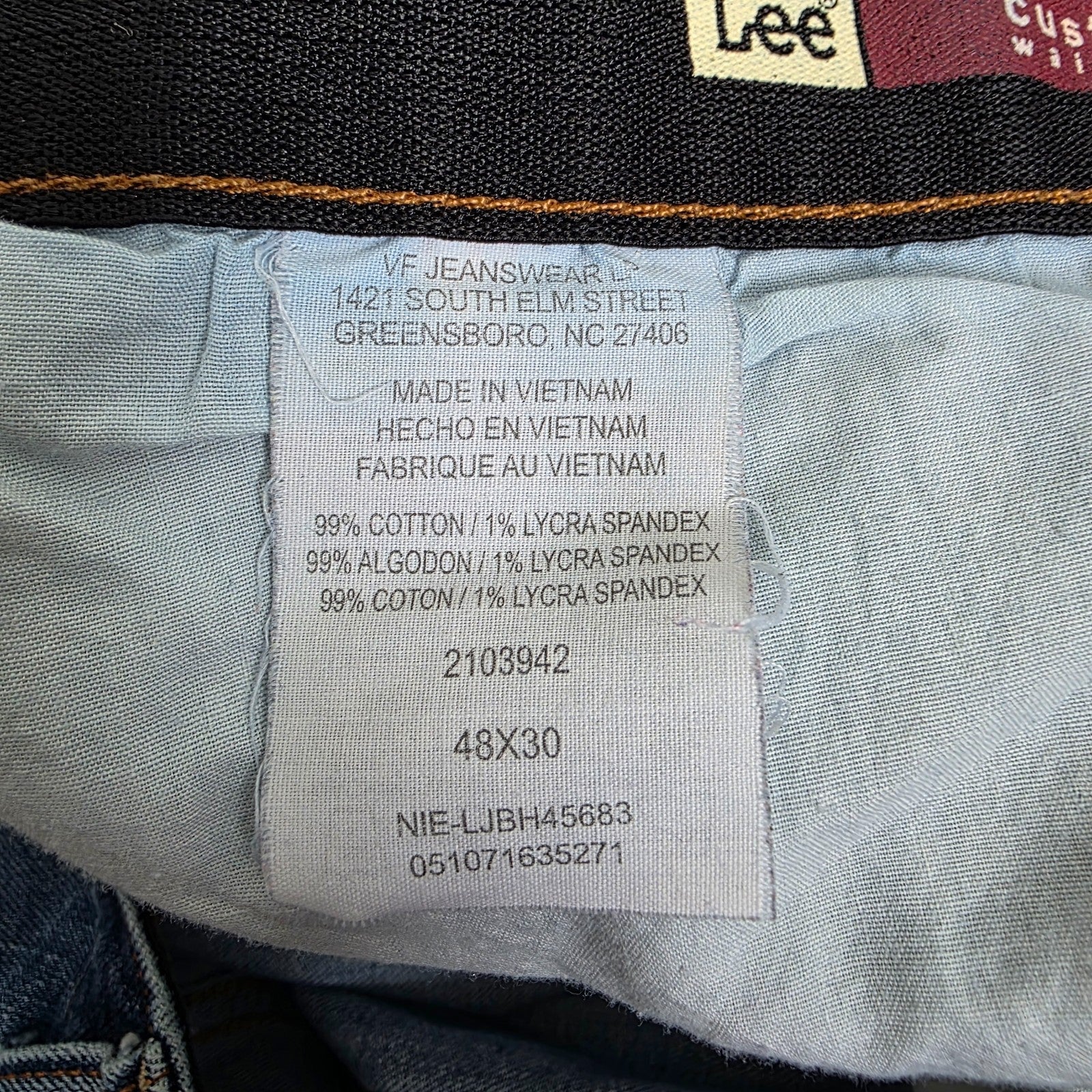 Lee Custom Fit Elasticated Waist Jeans W48 L28 Blue Relaxed Dad Denim