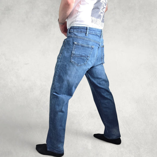 Lee Straight Fit Jeans W42 L29 Blue Denim Regular Fit Workwear Casual Men's L342