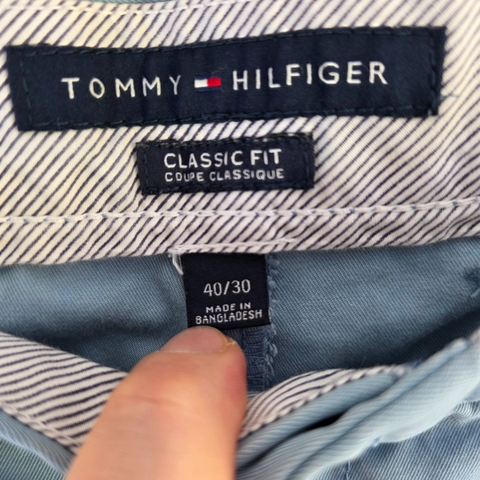 Tommy Hilfiger Men's Chino Trousers W40 L30 Light Blue Straight Preppy Casual
