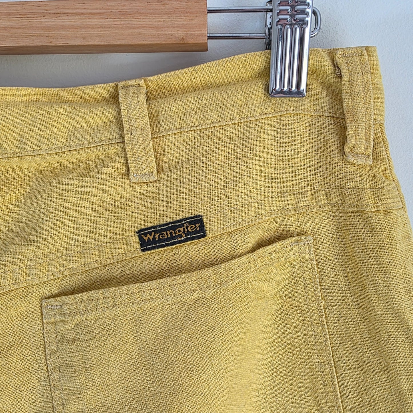 Vintage Wrangler Trousers W32 L28 Yellow Cotton Linen Summer Casual Men's