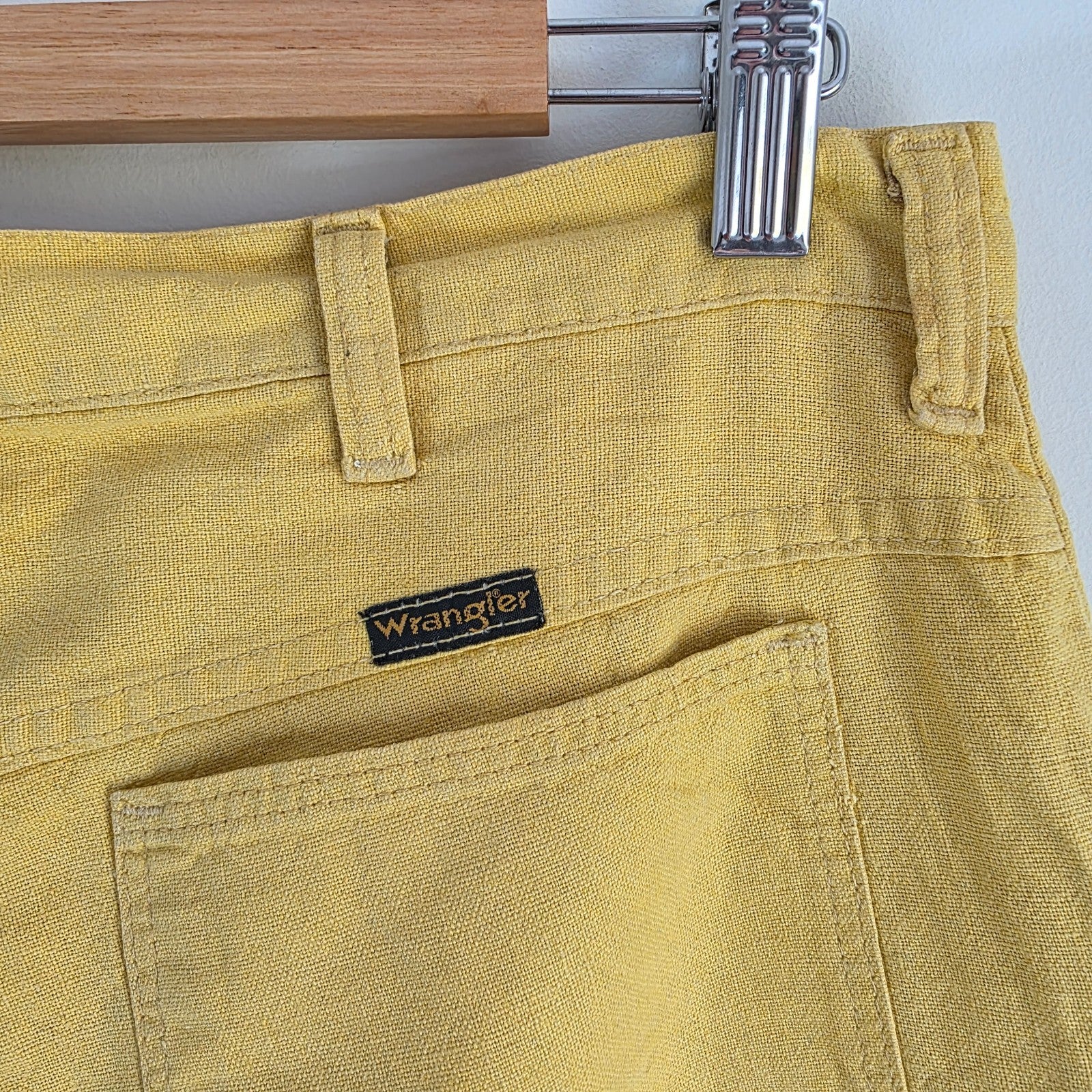 Vintage Wrangler Trousers W32 L28 Yellow Cotton Linen Summer Casual Men's
