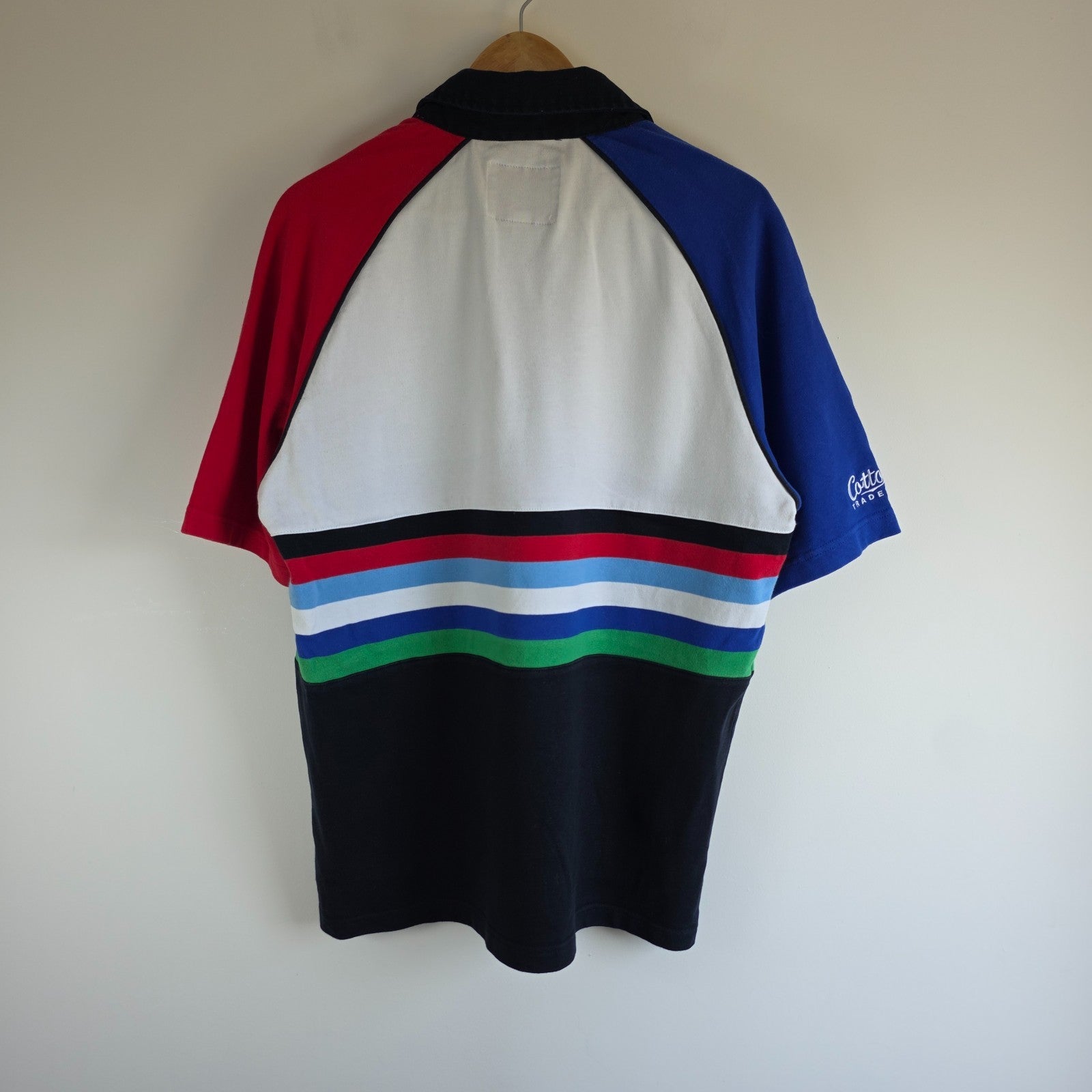Cotton Traders multicolour rugby polo shirt featuring RBS 6 Nations logo and 100% cotton material.