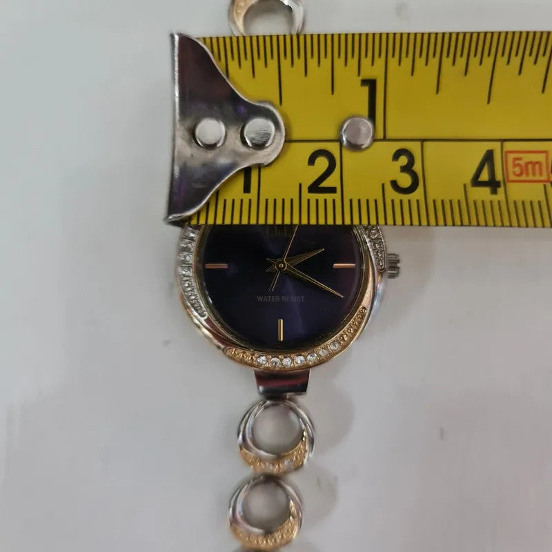 Q&amp;Q Ladies Watch Purple Dial Diamante Bracelet Two Tone Dress Watch