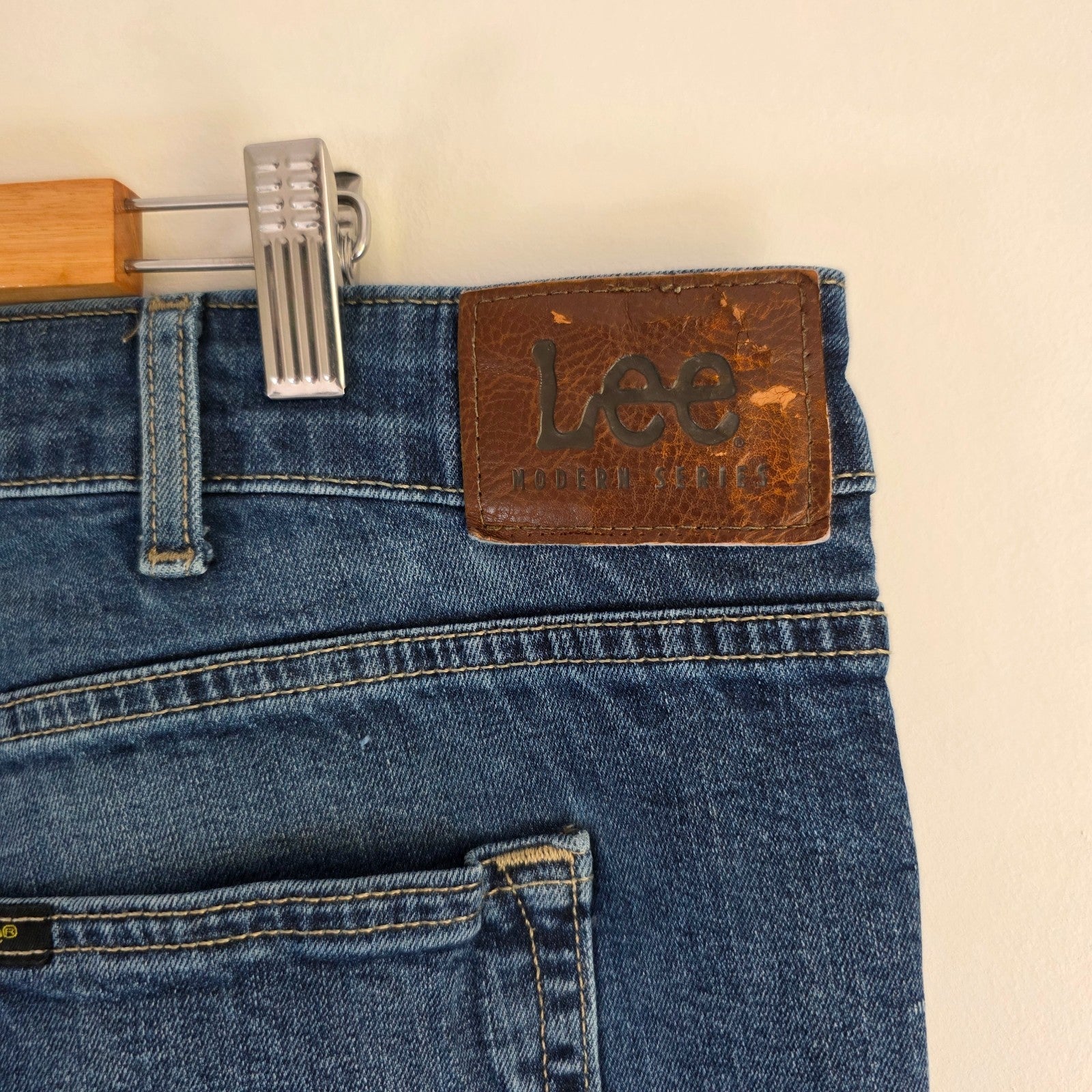 Lee Straight Fit Jeans W42 L29 Blue Denim Regular Fit Workwear Casual Men's L342