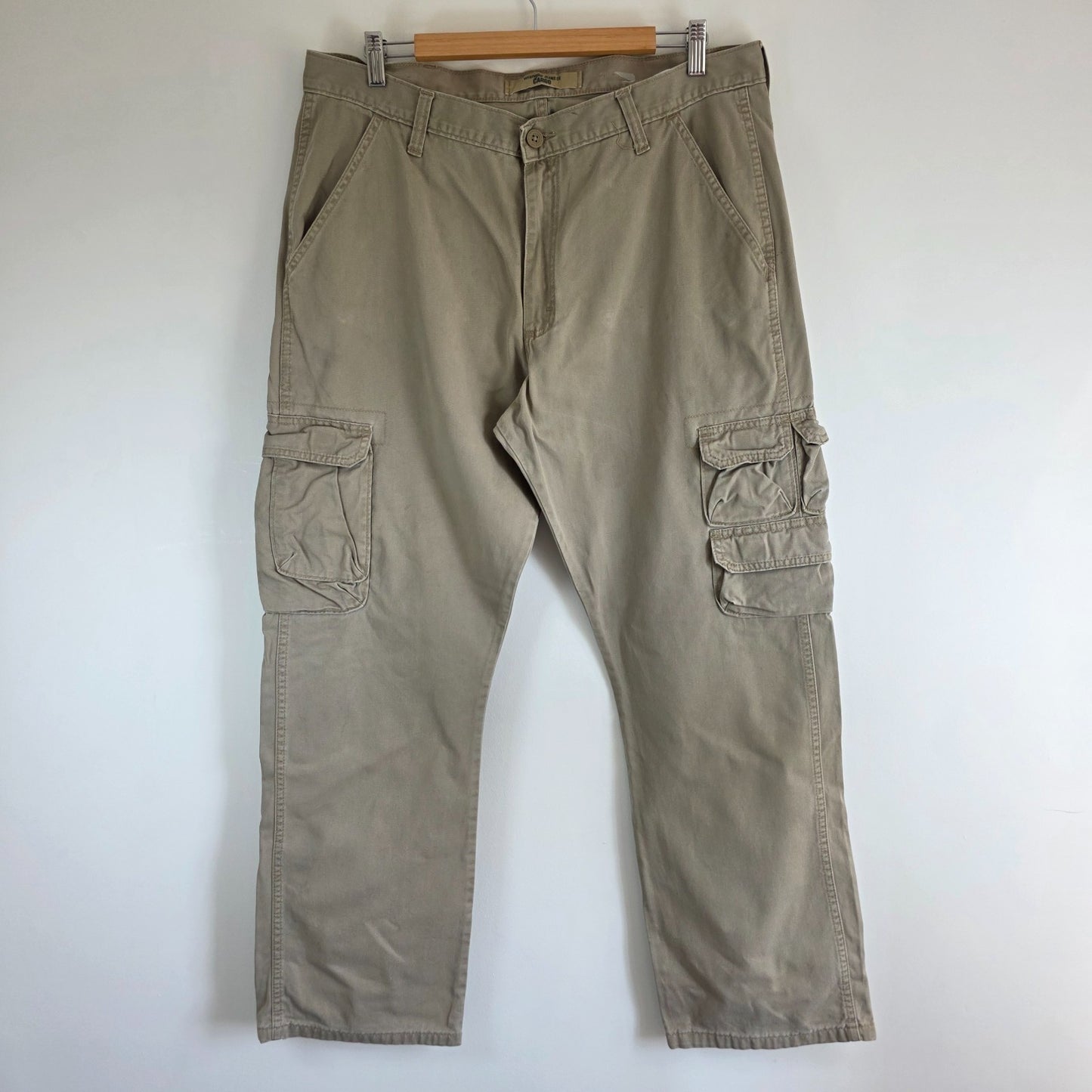 Wrangler Cargo Trousers Mens W36 L32 Beige Relaxed Fit Combat Military Utility