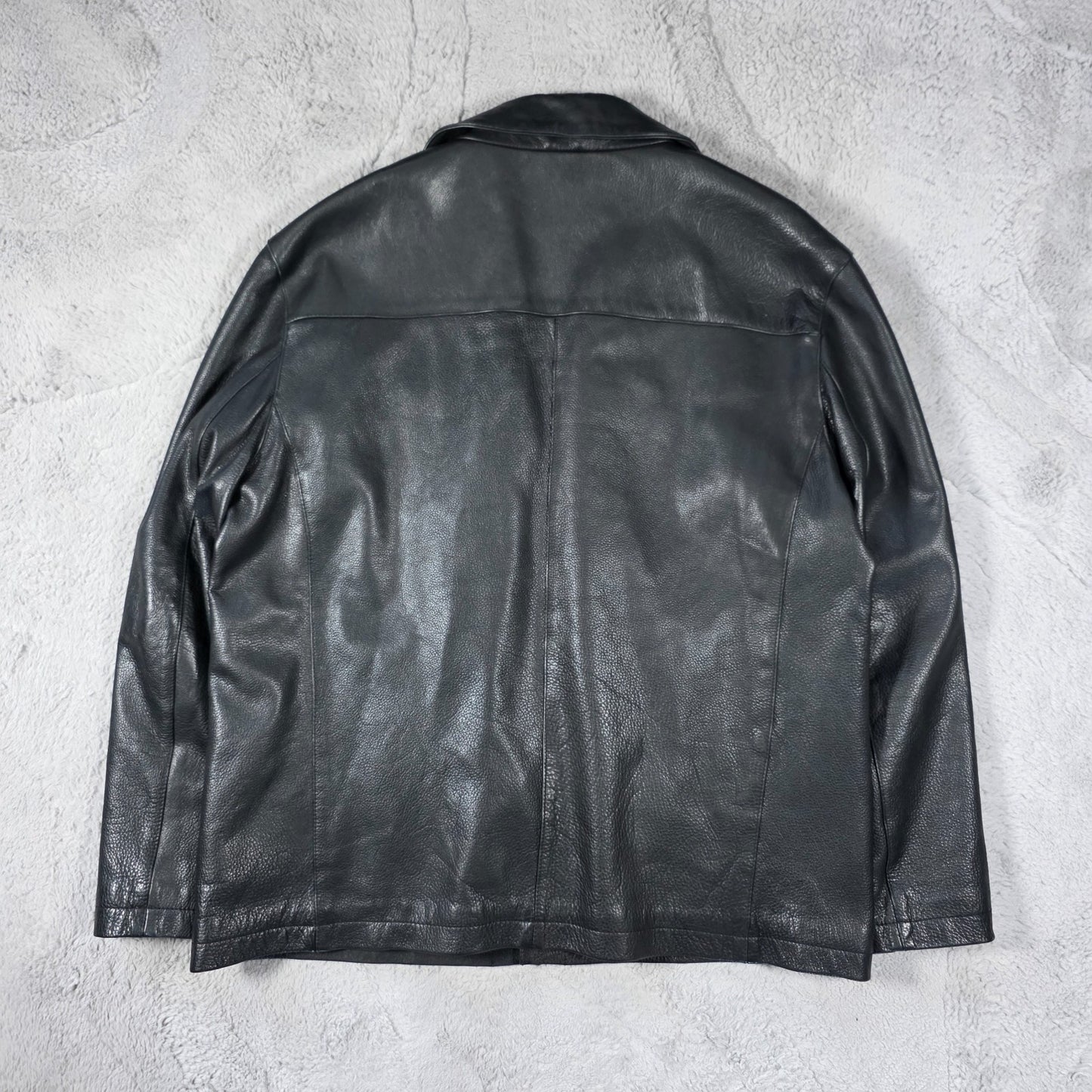 Next Men’s Leather Jacket Black XL Genuine Leather Button Front