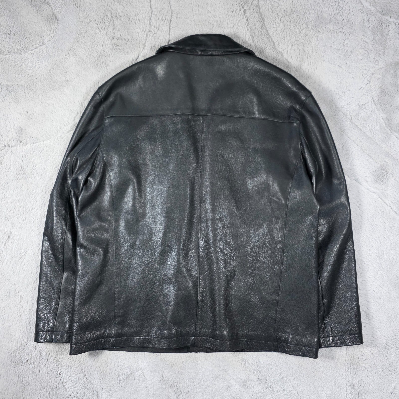 Next Men’s Leather Jacket Black XL Genuine Leather Button Front