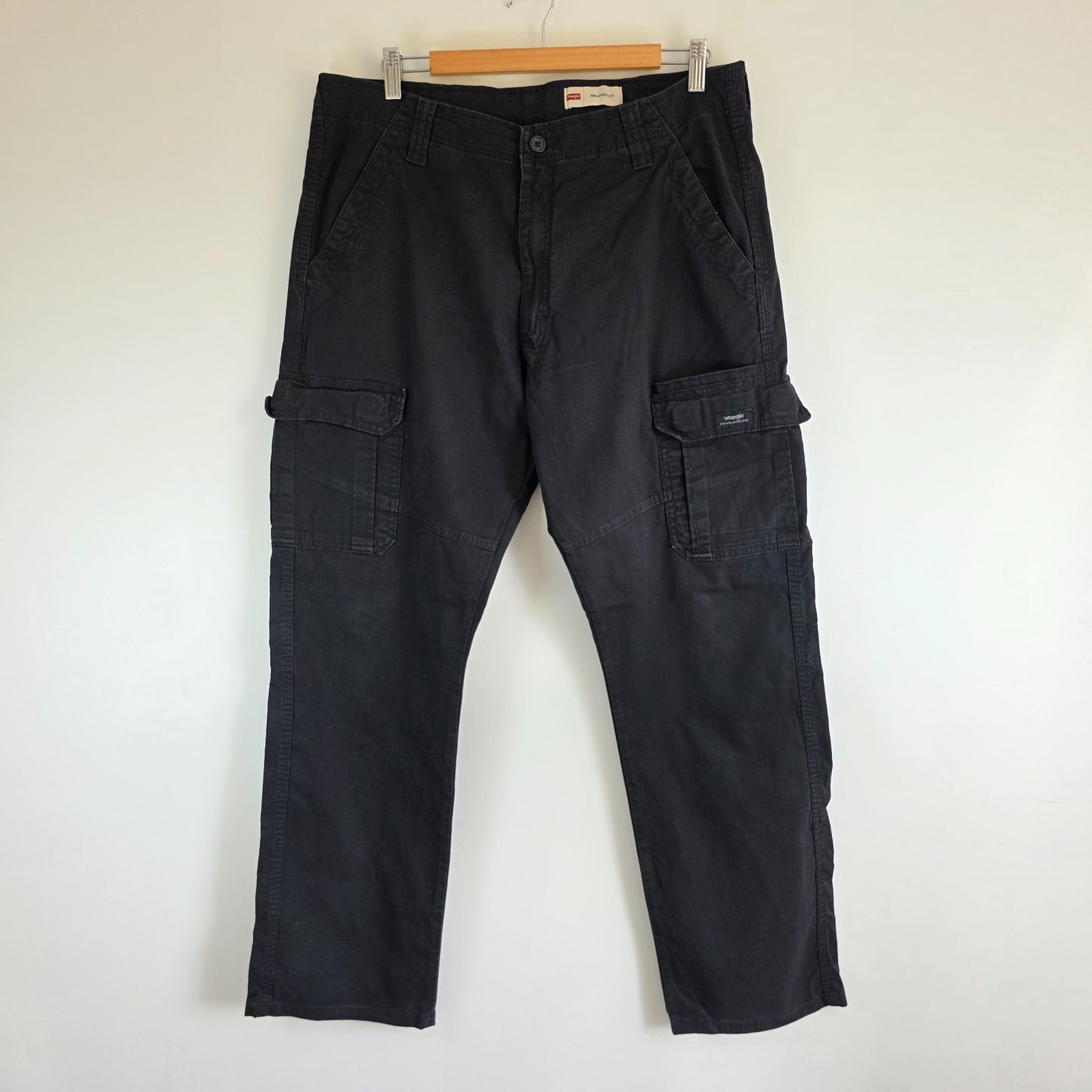Wrangler Relaxed Cargo Trousers Mens W35 L32 Black Combat Utility Workwear
