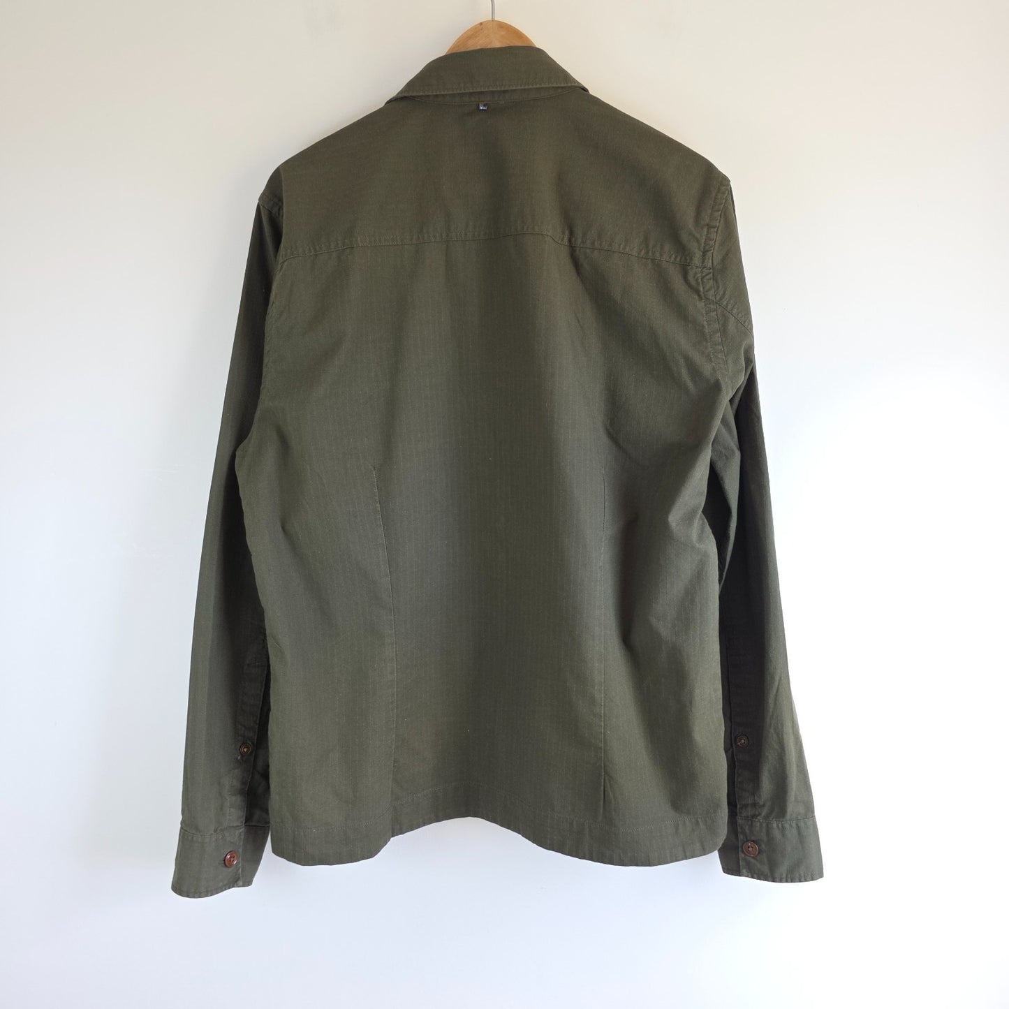 Pretty Green olive green long sleeve shirt 100% cotton casual style.