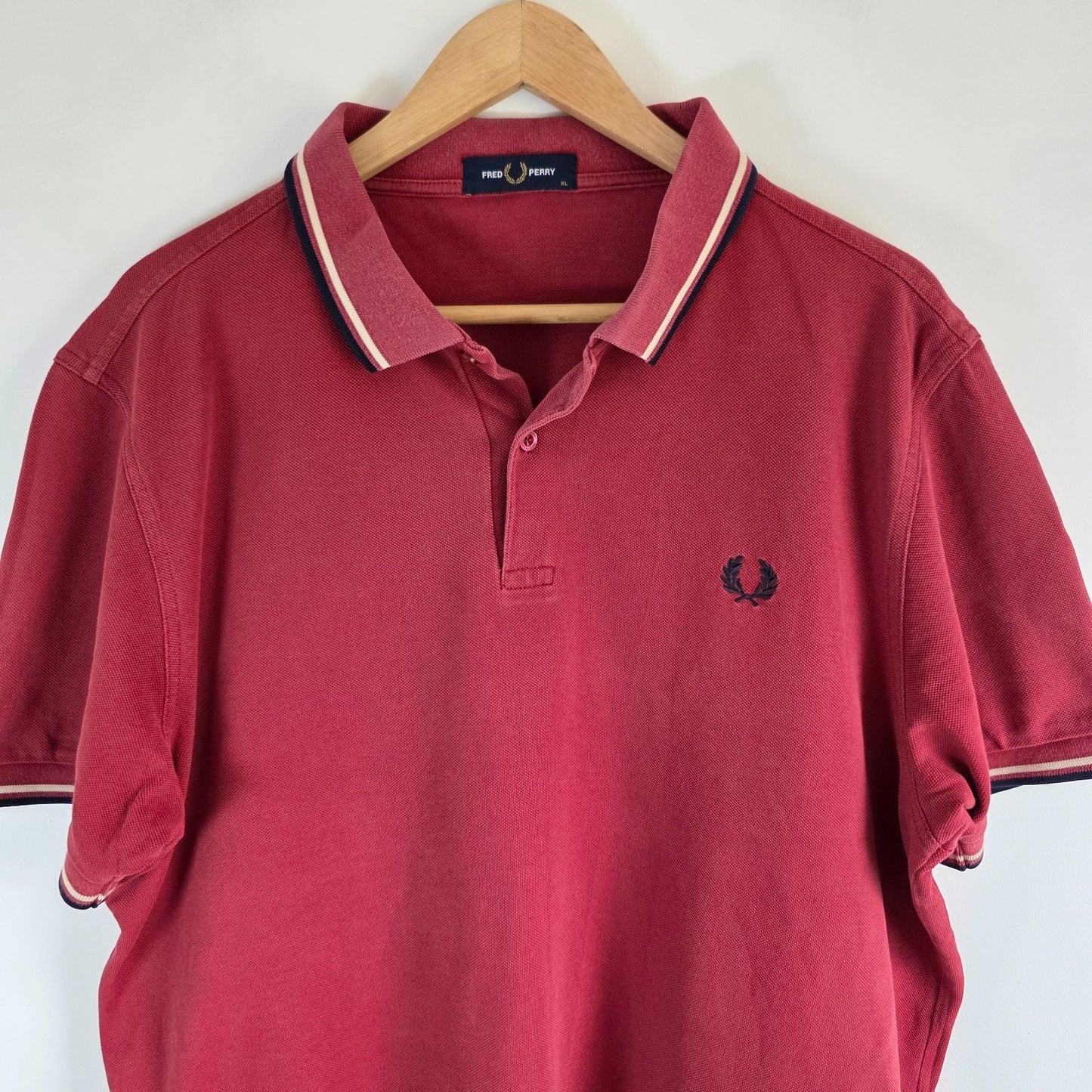 Fred Perry Twin Tipped Polo Shirt Red XL Cotton Classic Casual Mod Preppy