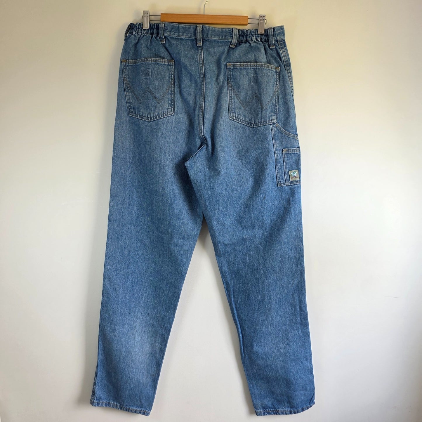 Vintage Wrangler Rugged Wear Carpenter Jeans W35 L35 Relaxed Fit Blue Workwear