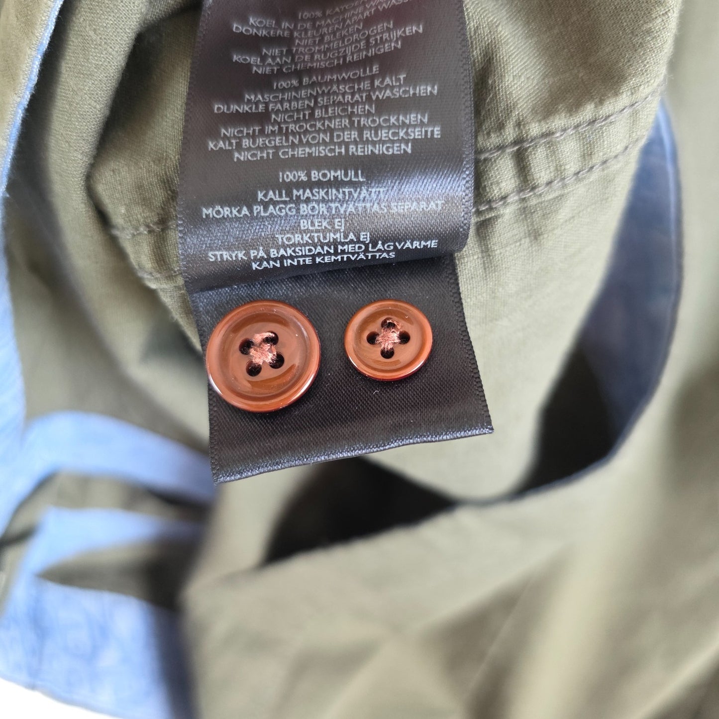 Pretty Green olive green long sleeve shirt 100% cotton casual style.