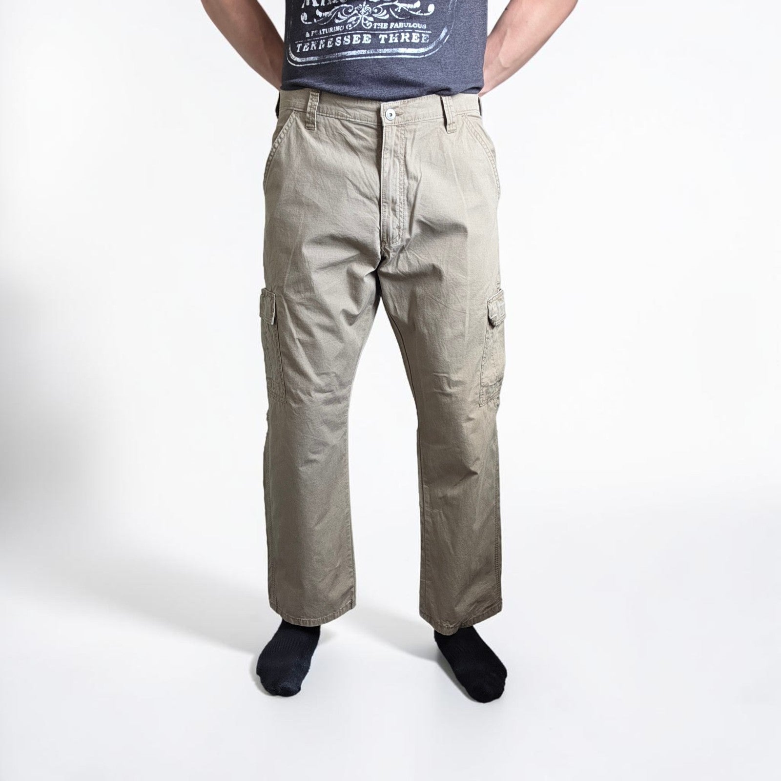 Wrangler Cargo Trousers Mens W36 L29 Beige Relaxed Fit Utility Combat Workwear