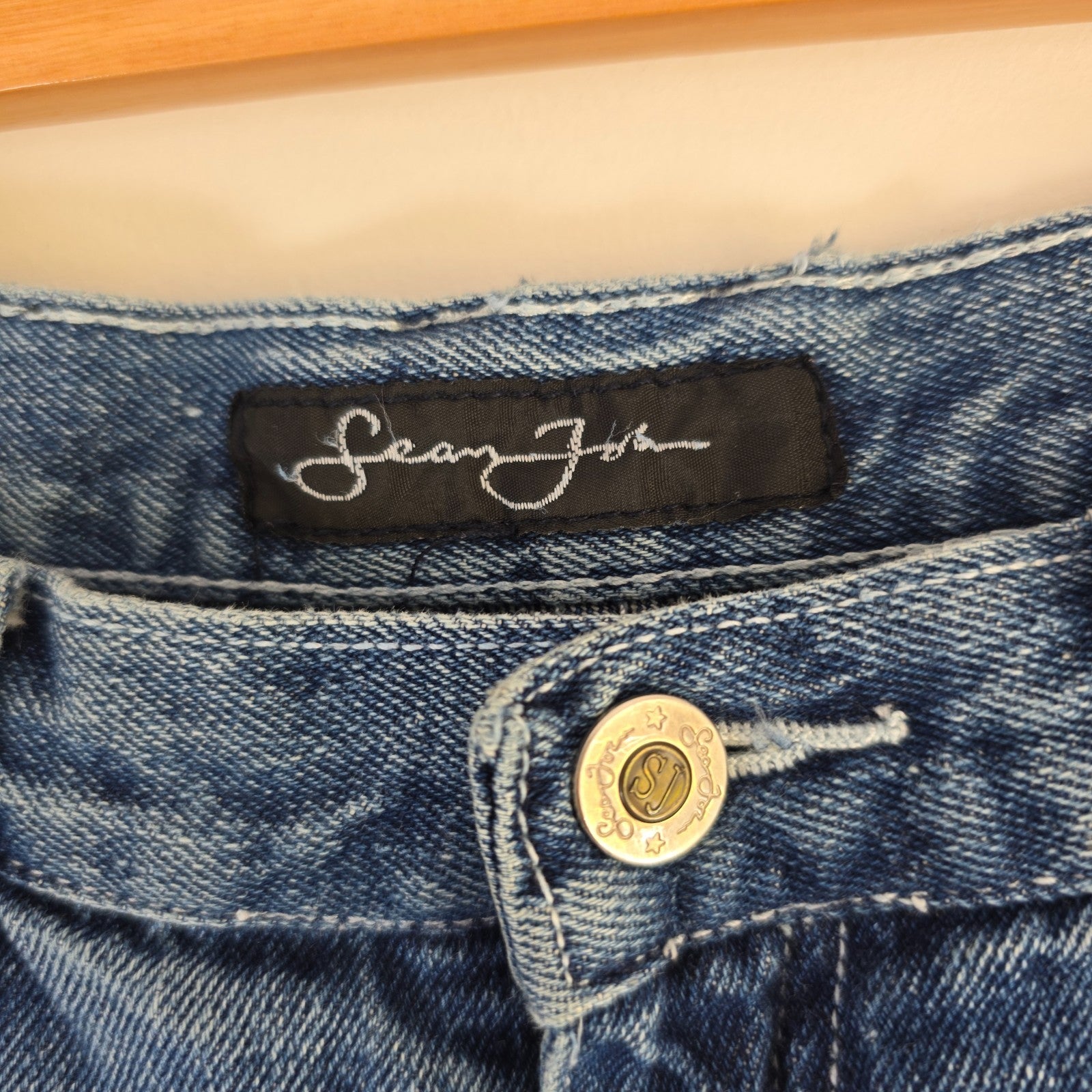 Sean John Long Denim Jorts W31 Blue Carpenter Shorts Y2K Hip Hop Baggy