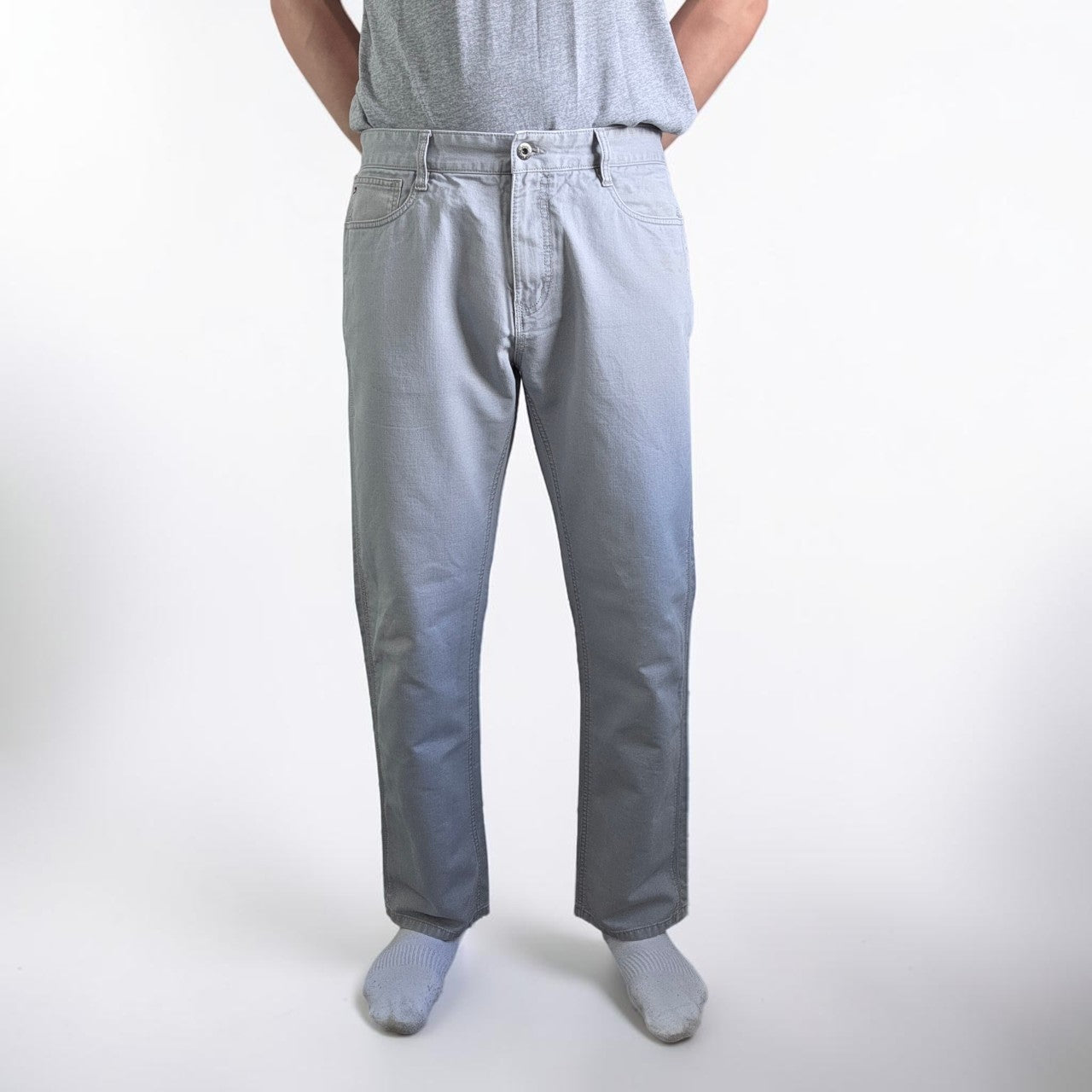 Tommy Hilfiger Custom Fit Chino Trousers W34 L30 Grey Straight Cotton Men's