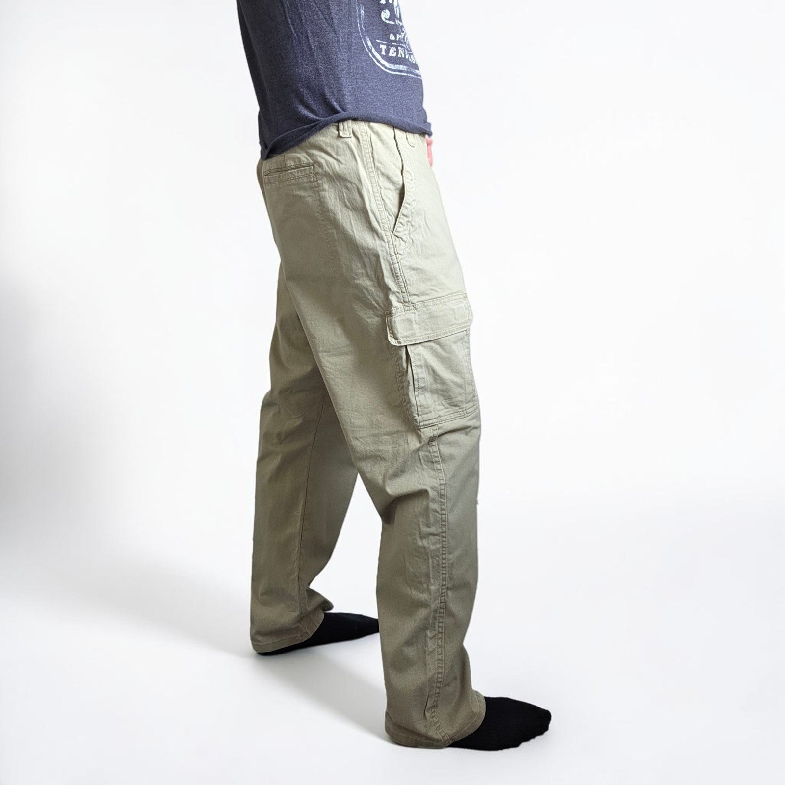 Wrangler Relaxed Cargo Trousers Mens W36 L32 Beige Combat Utility Workwear