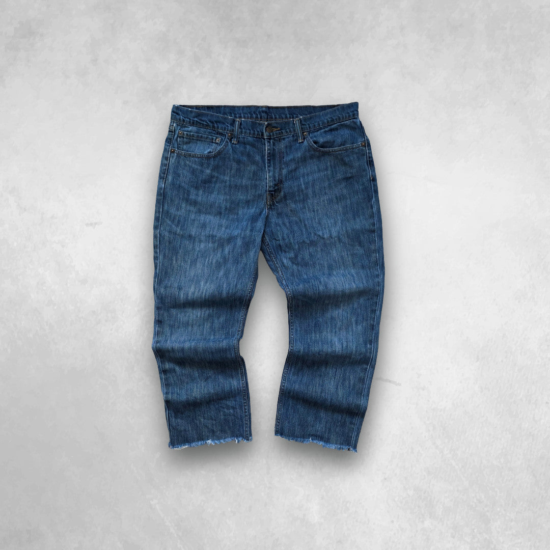 Levi’s 511 Jeans W36 Cropped Blue Raw Hem Distressed Y2K Streetwear Men’s