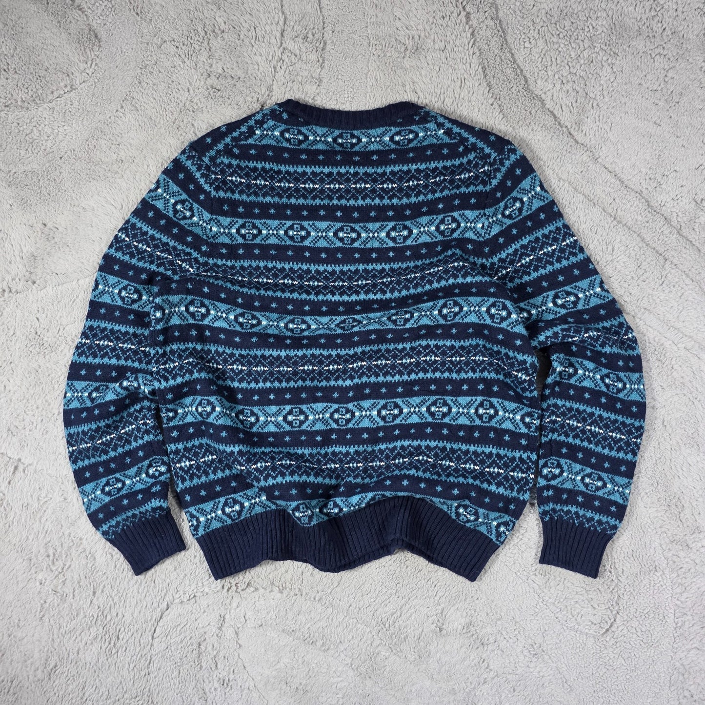 Croft &amp; Barrow Men’s Patterned Knit Sweater Navy Blue Size L Vintage Style