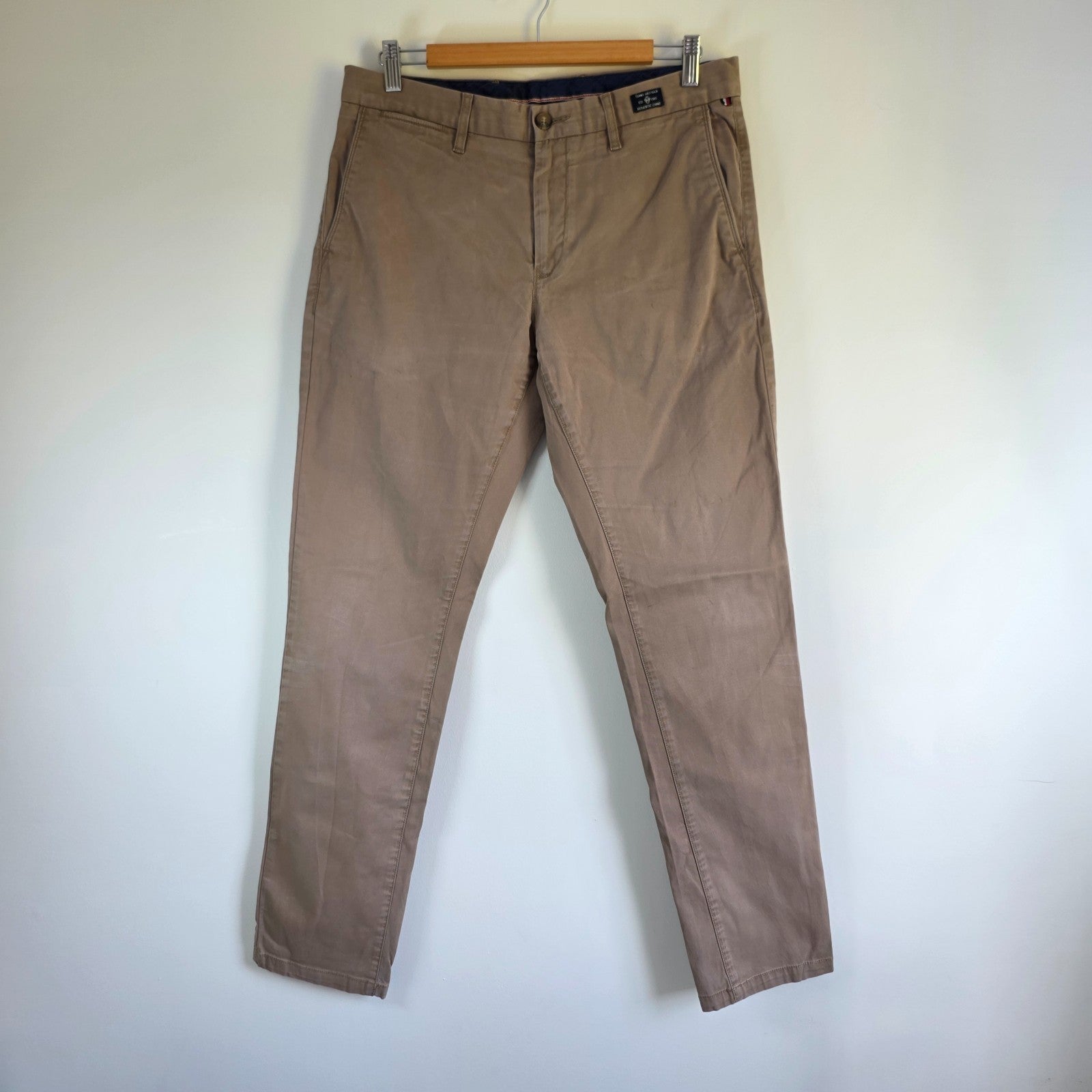 Tommy Hilfiger Denton Chino Trousers W33 L31 Beige Straight Stretch Men’s