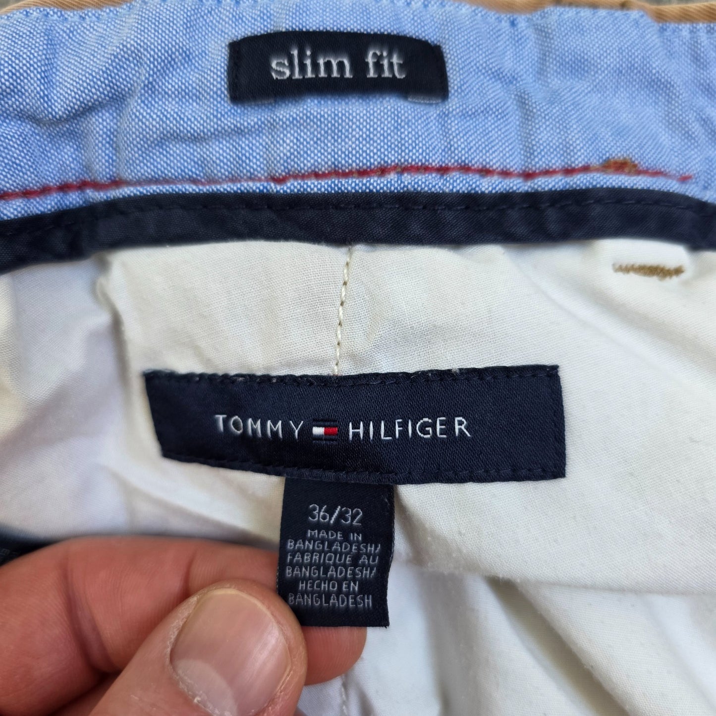 Tommy Hilfiger Chino Trousers W36 L30 Beige Slim Fit Cotton Men’s
