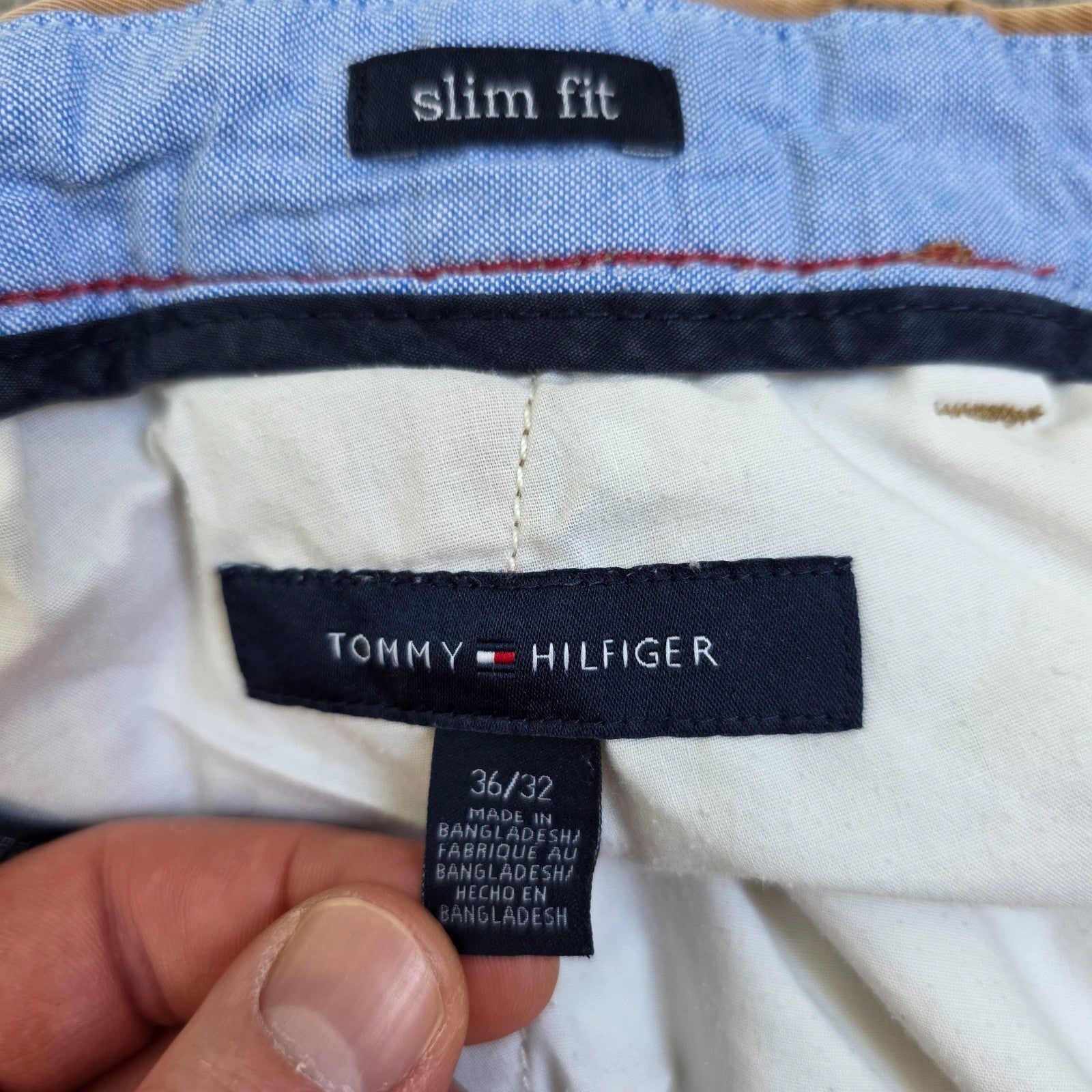 Tommy Hilfiger Chino Trousers W36 L30 Beige Slim Fit Cotton Men’s