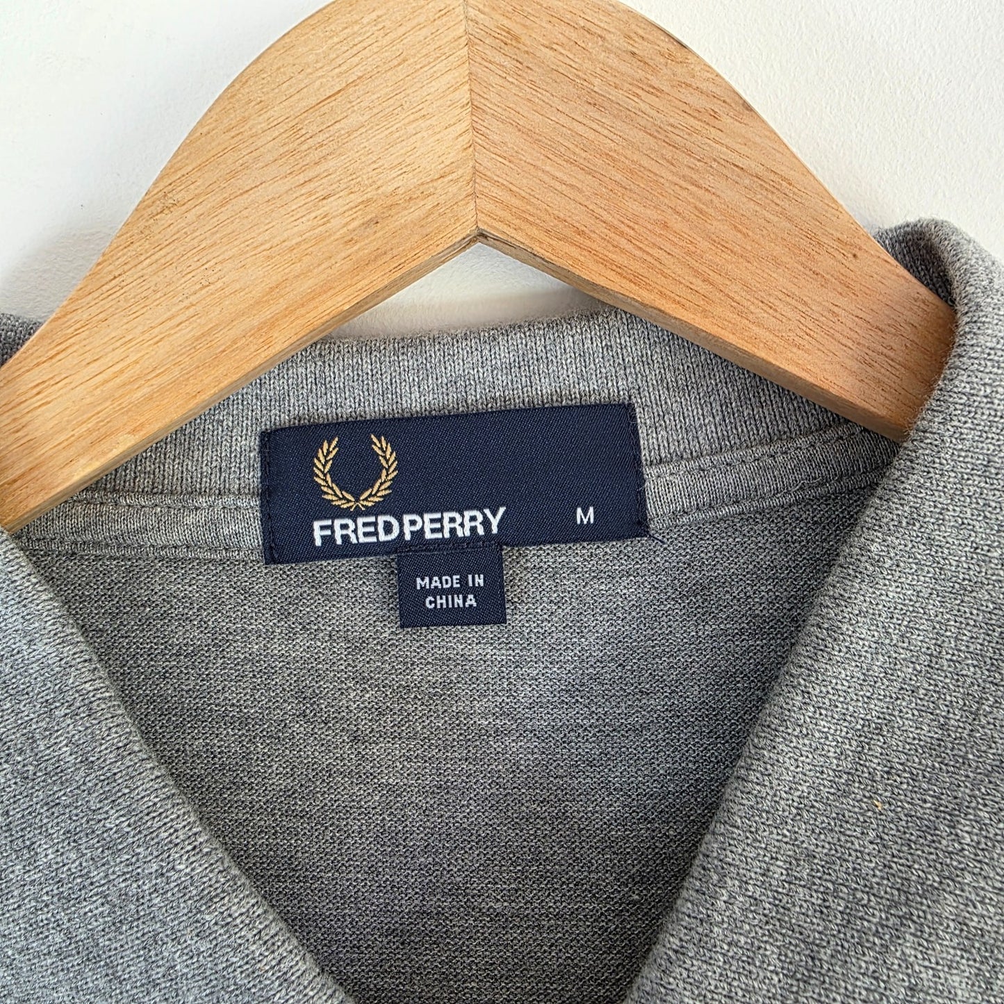 Fred Perry Twin Tipped Polo Shirt Grey Medium Cotton Mod Preppy Casual Logo Top