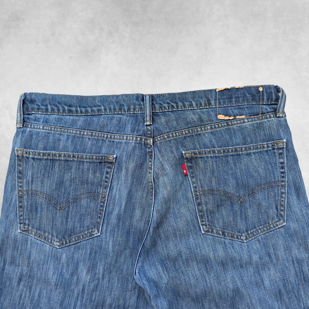 Levi’s 511 Jeans W36 Cropped Blue Raw Hem Distressed Y2K Streetwear Men’s