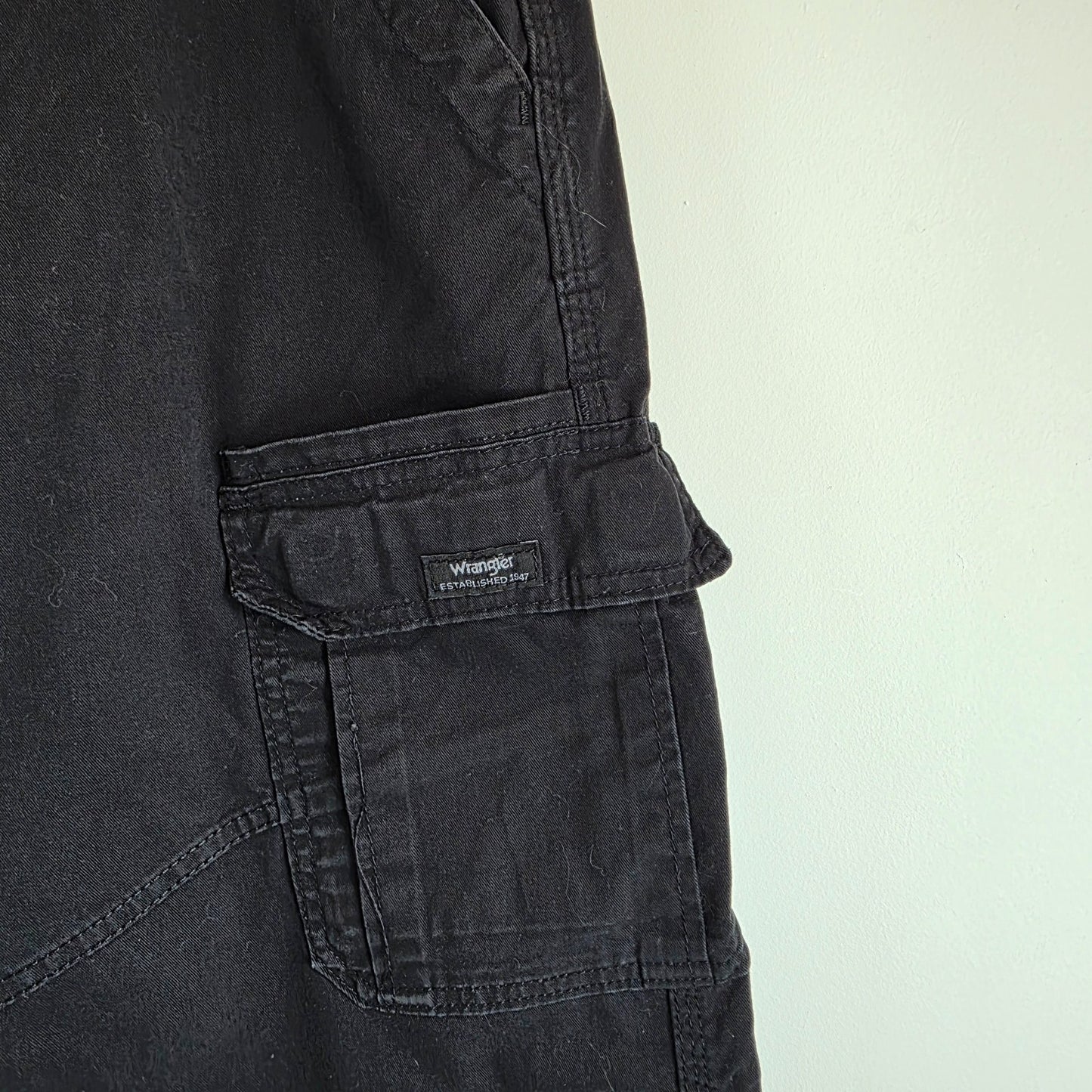 Wrangler Relaxed Cargo Trousers Mens W35 L32 Black Combat Utility Workwear