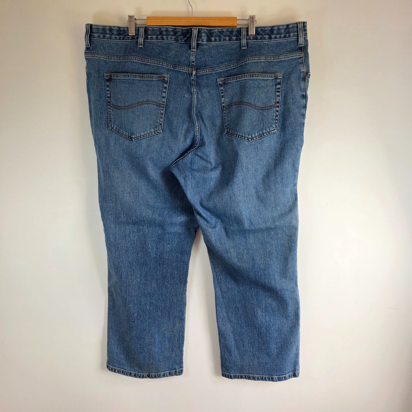 Lee Custom Fit Elasticated Waist Jeans W48 L28 Blue Relaxed Dad Denim