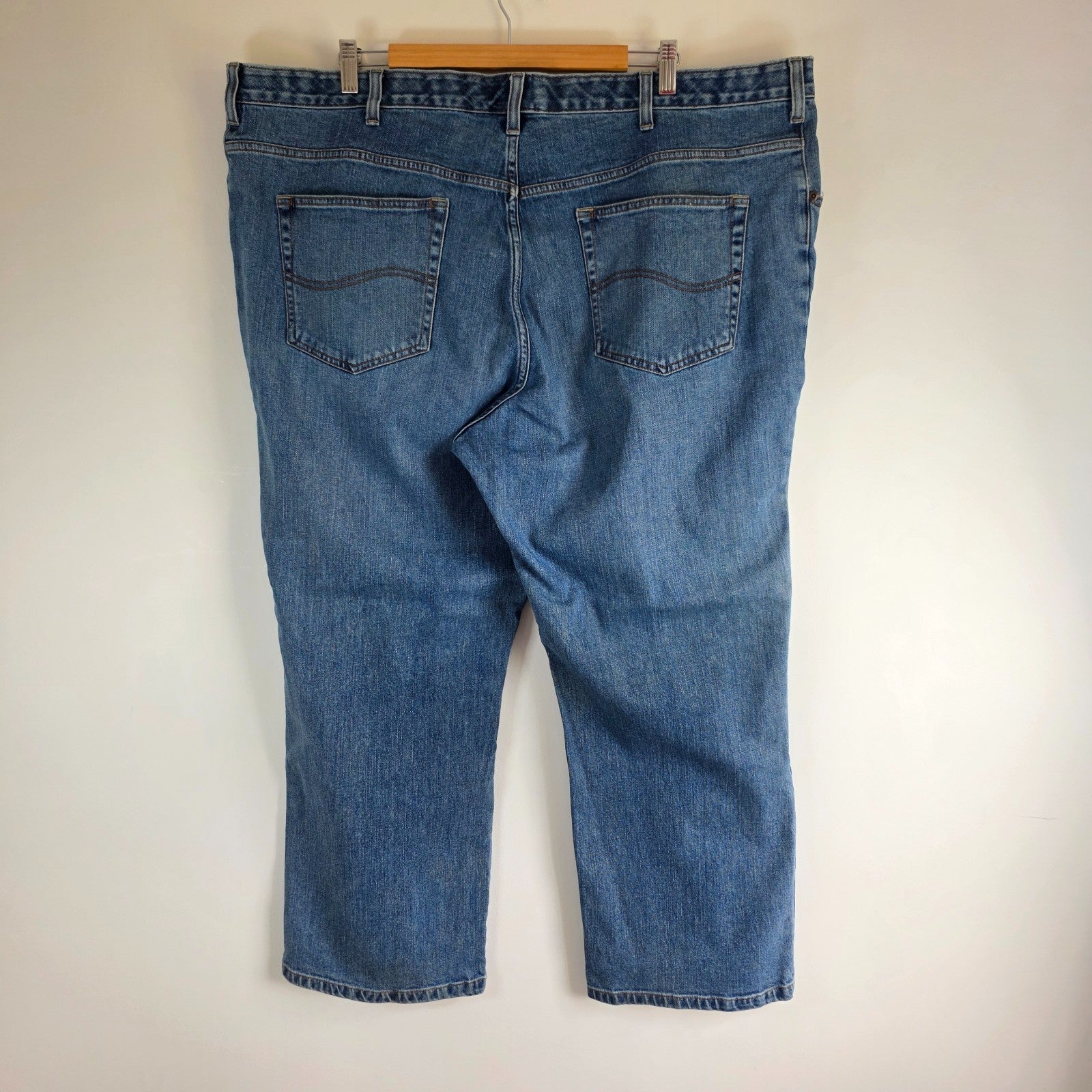 Lee Custom Fit Elasticated Waist Jeans W48 L28 Blue Relaxed Dad Denim