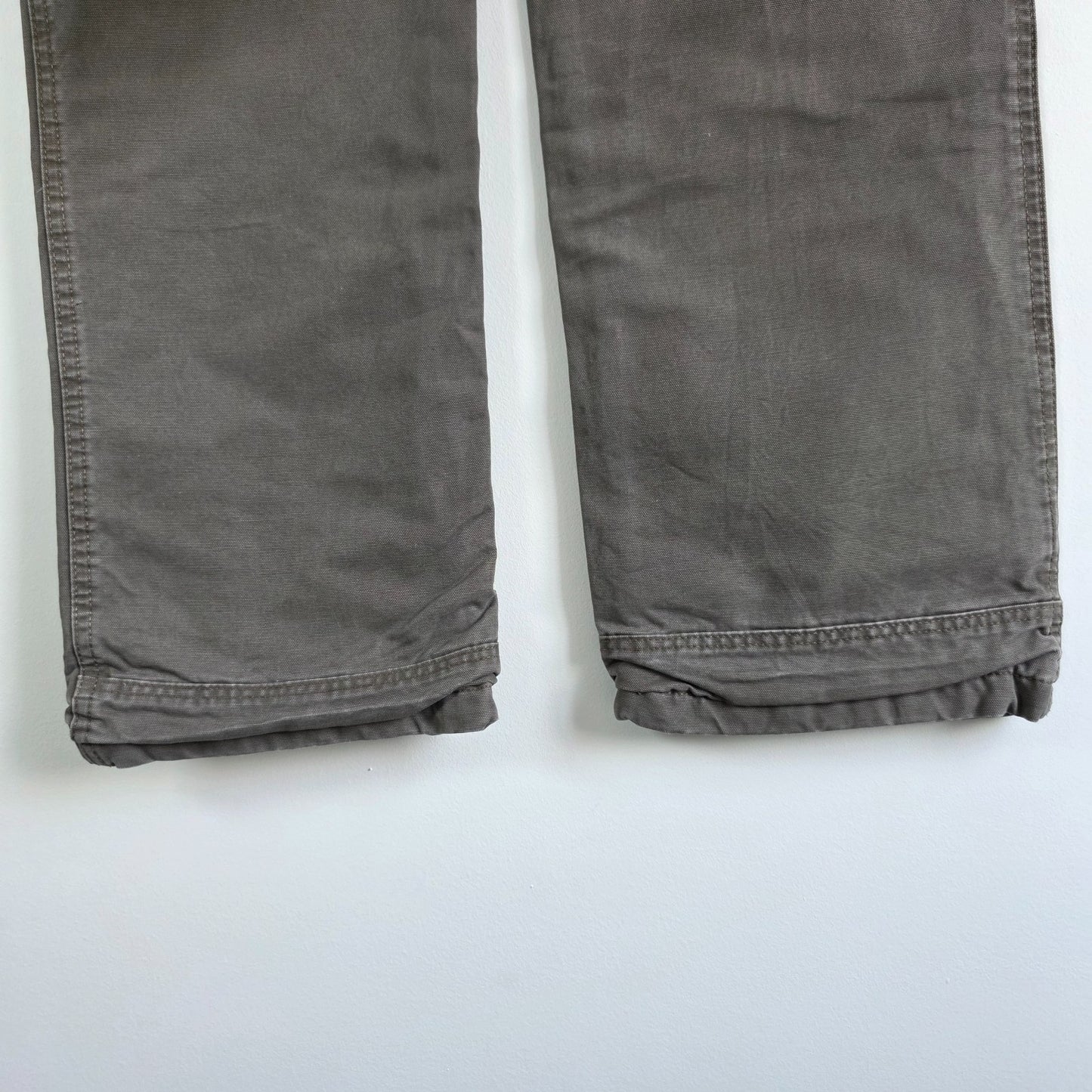 Eddie Bauer Carpenter Pants Mens W30 L32 Grey Fleece Lined Workwear Straight Leg