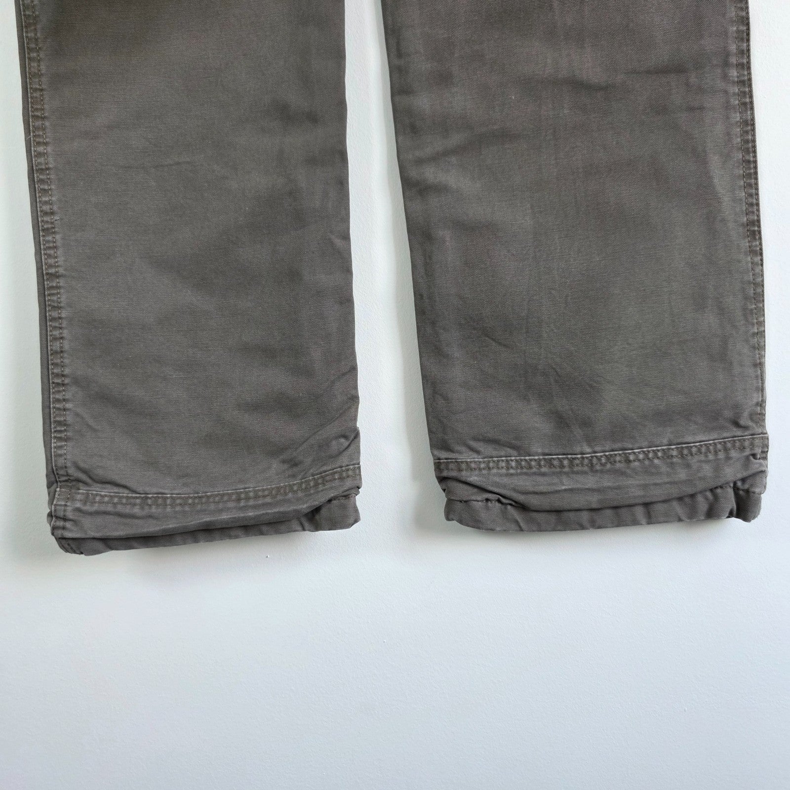 Eddie Bauer Carpenter Pants Mens W30 L32 Grey Fleece Lined Workwear Straight Leg