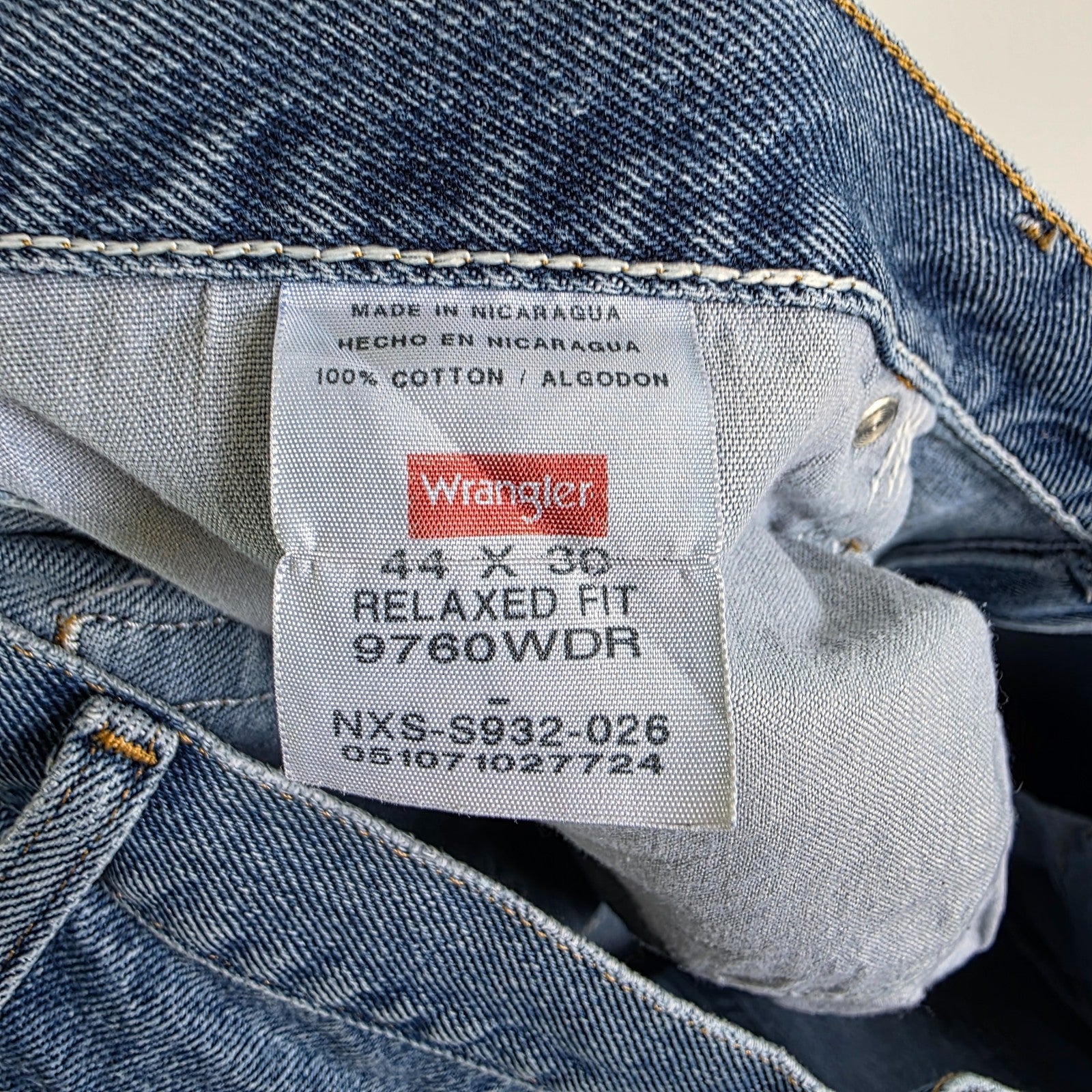 Vintage Wrangler Relaxed Fit Jeans W44 L30 Blue Denim Straight Leg 100% Cotton