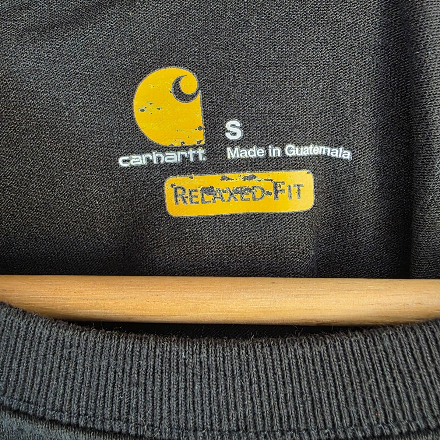 Carhartt Long Sleeve T Shirt Black Relaxed Fit Logo Workwear Men's Size S