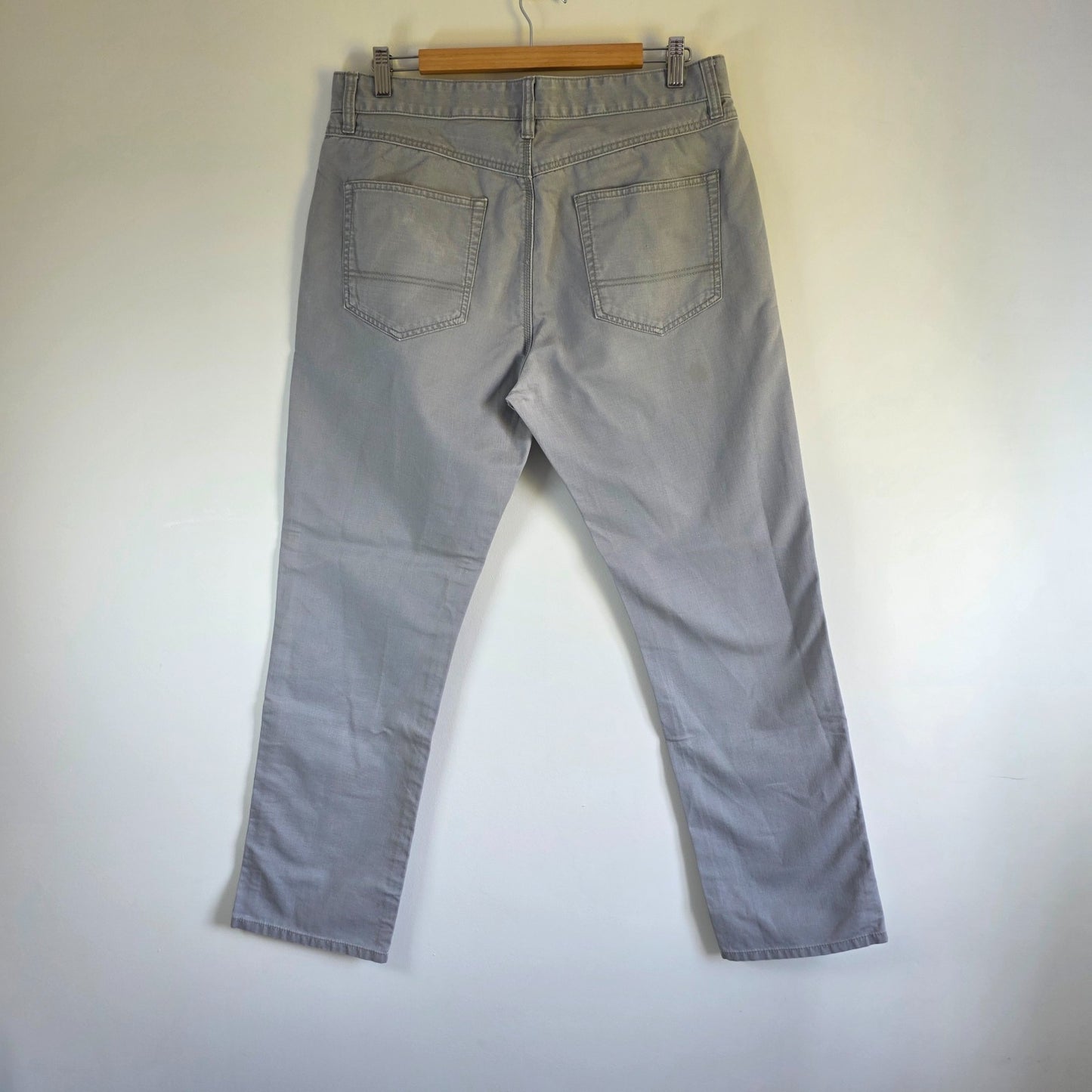 Tommy Hilfiger Custom Fit Chino Trousers W34 L30 Grey Straight Cotton Men's